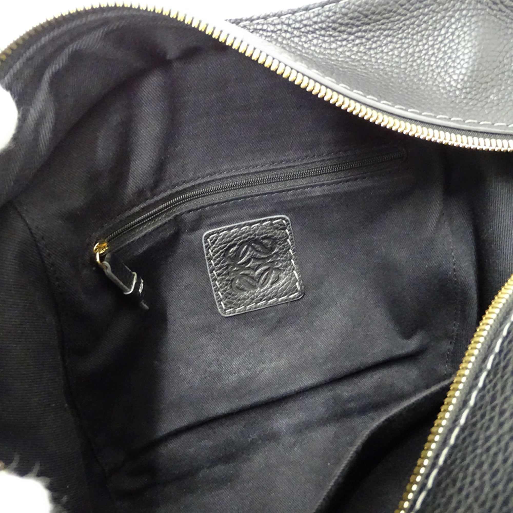 Loewe Black Navy Canvas Leather Handbag Tote Bag (Pre-Owned)