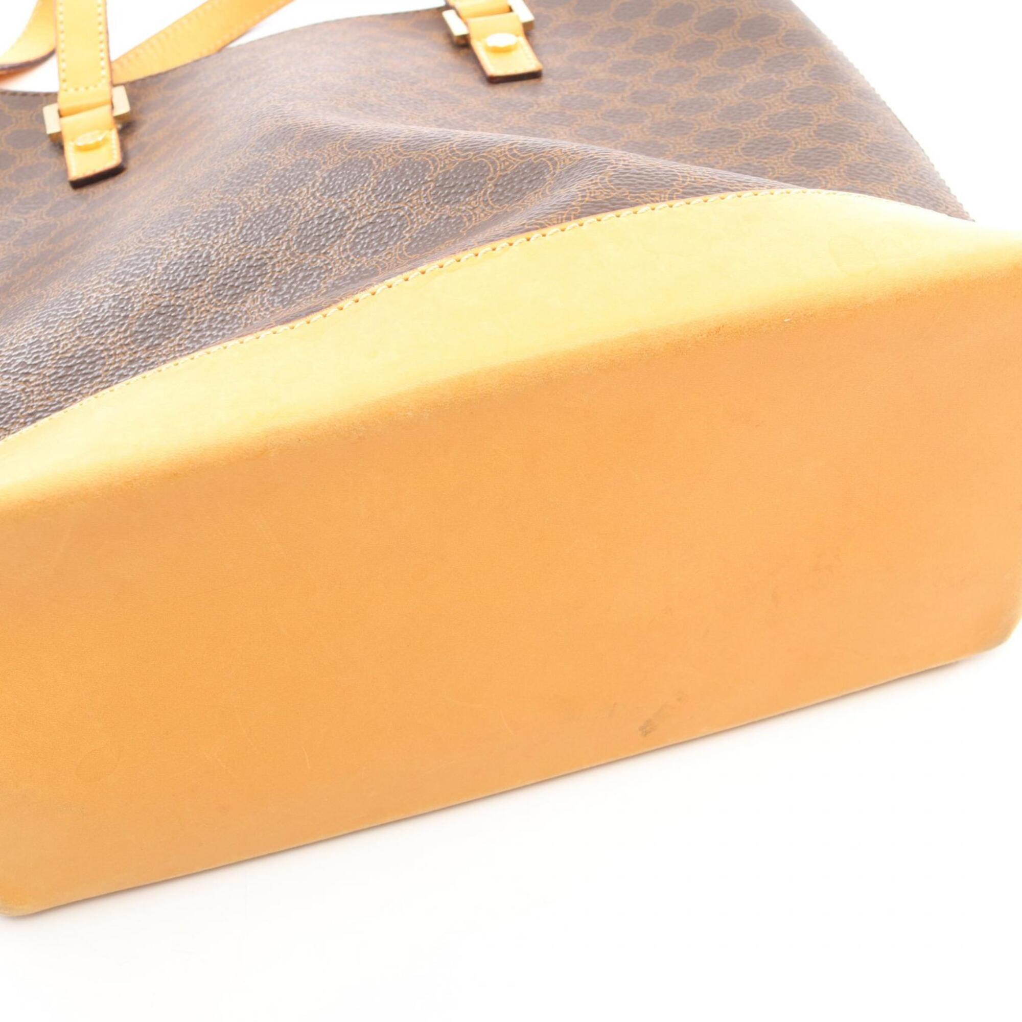 Celine Brown Coated Canvas Leather Handbag Tote Bag (Pre-Owned)