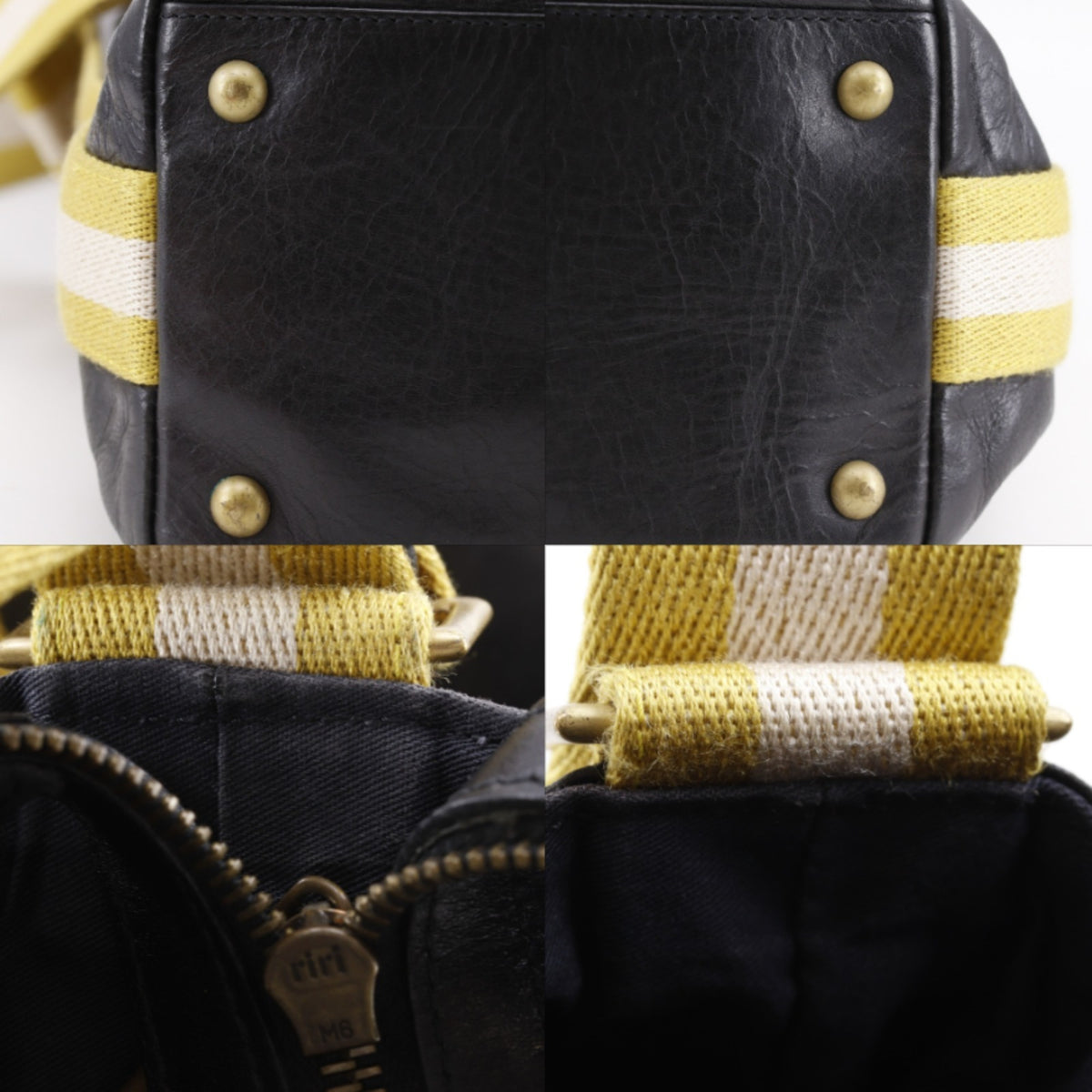 Bally Black Yellow Leather Shoulder Bag (Pre-Owned)