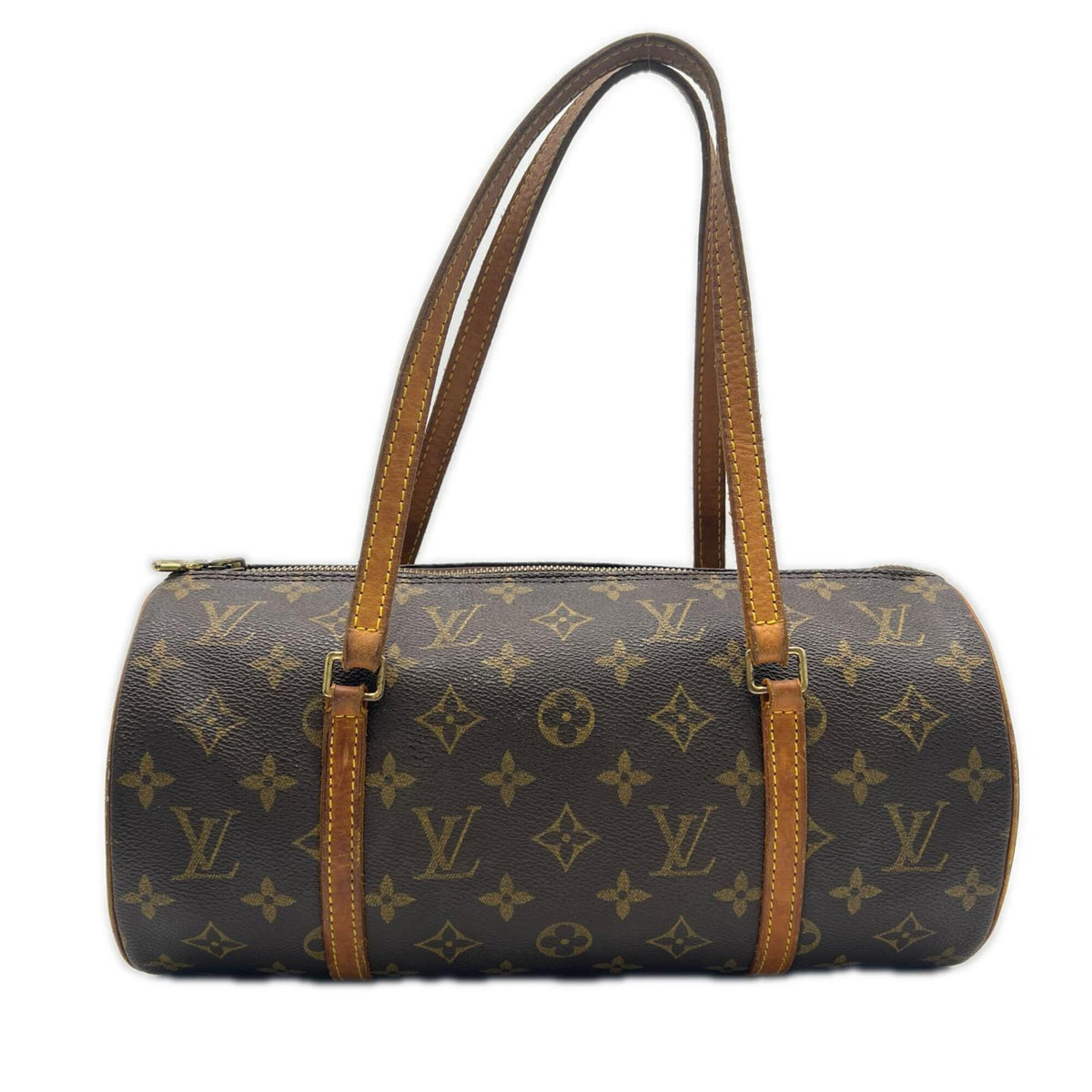 Louis Vuitton Beige Brown Coated Canvas Leather Handbag (Pre-Owned)
