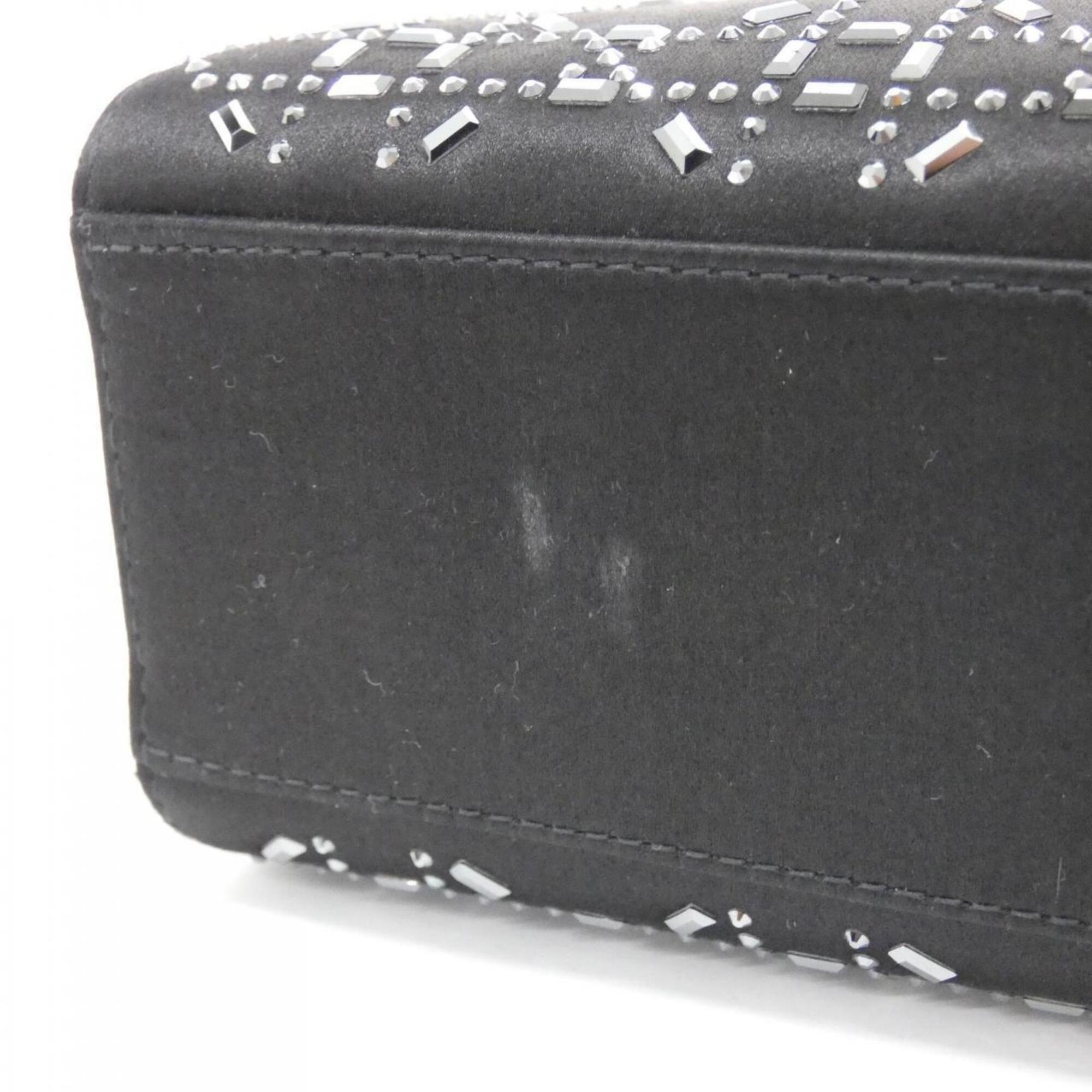 Christian Dior Black White Satin Handbag (Pre-Owned)