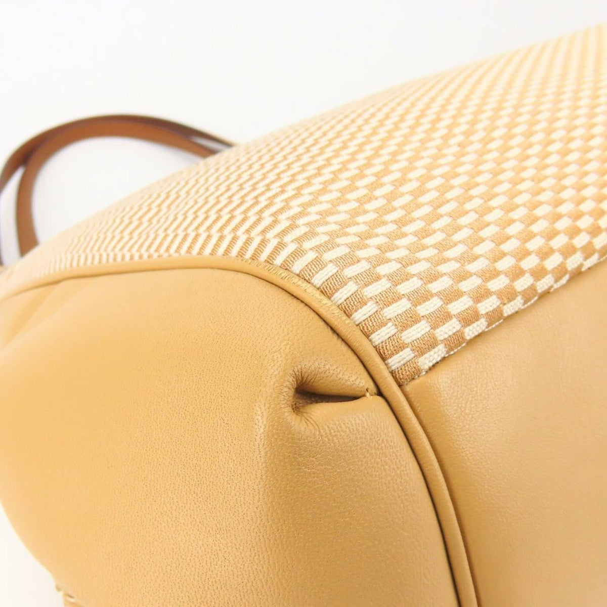 Coach Beige Ivory Canvas Leather Tote Bag (Pre-Owned)