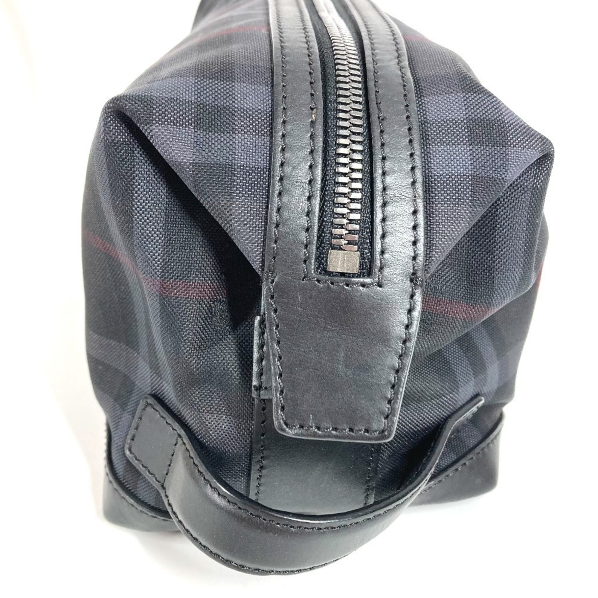 Burberry Black Nylon Canvas Leather Clutch Bag Handbag Pouch (Pre-Owned)