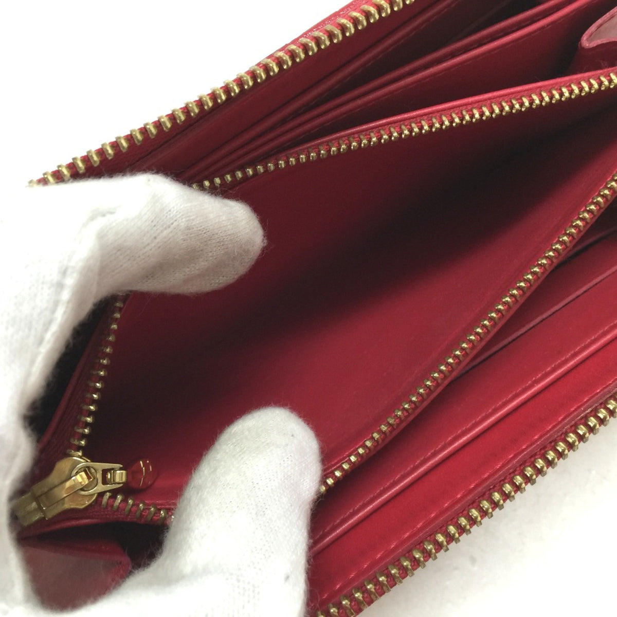 Louis Vuitton Red Leather Long Wallet (Bi-Fold) (Pre-Owned)