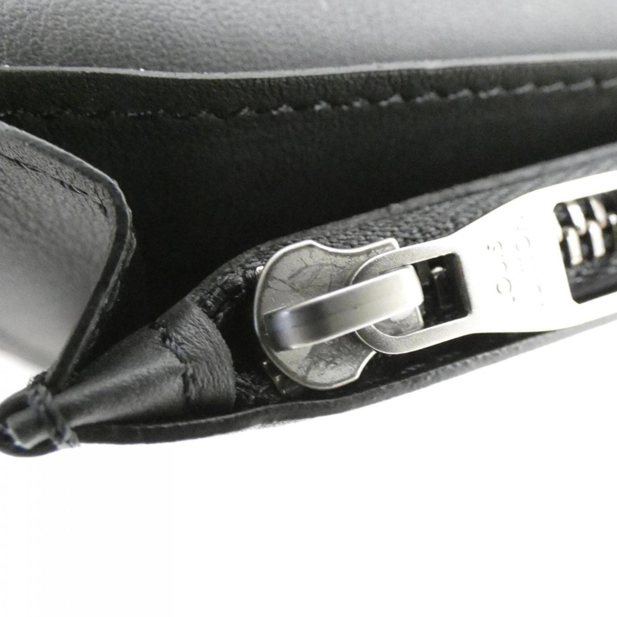 Louis Vuitton Black Leather Long Wallet (Bi-Fold) (Pre-Owned)