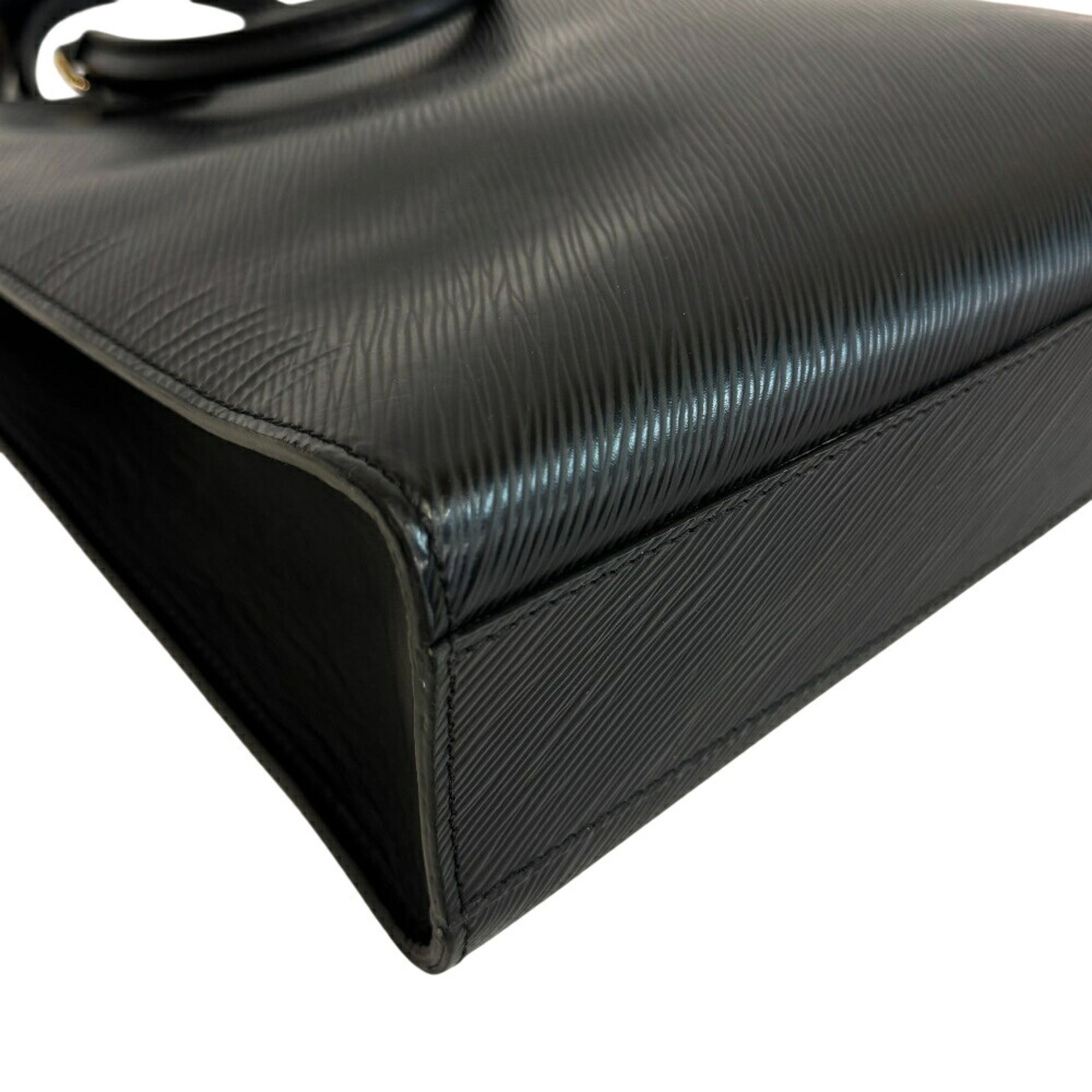 Louis Vuitton Black Leather Handbag Tote Bag (Pre-Owned)