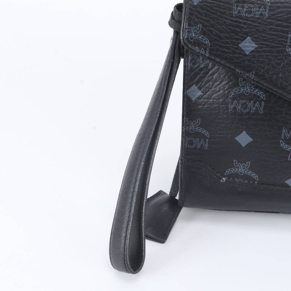 Mcm Black Leather Coated Canvas Clutch Bag Pouch (Pre-Owned)