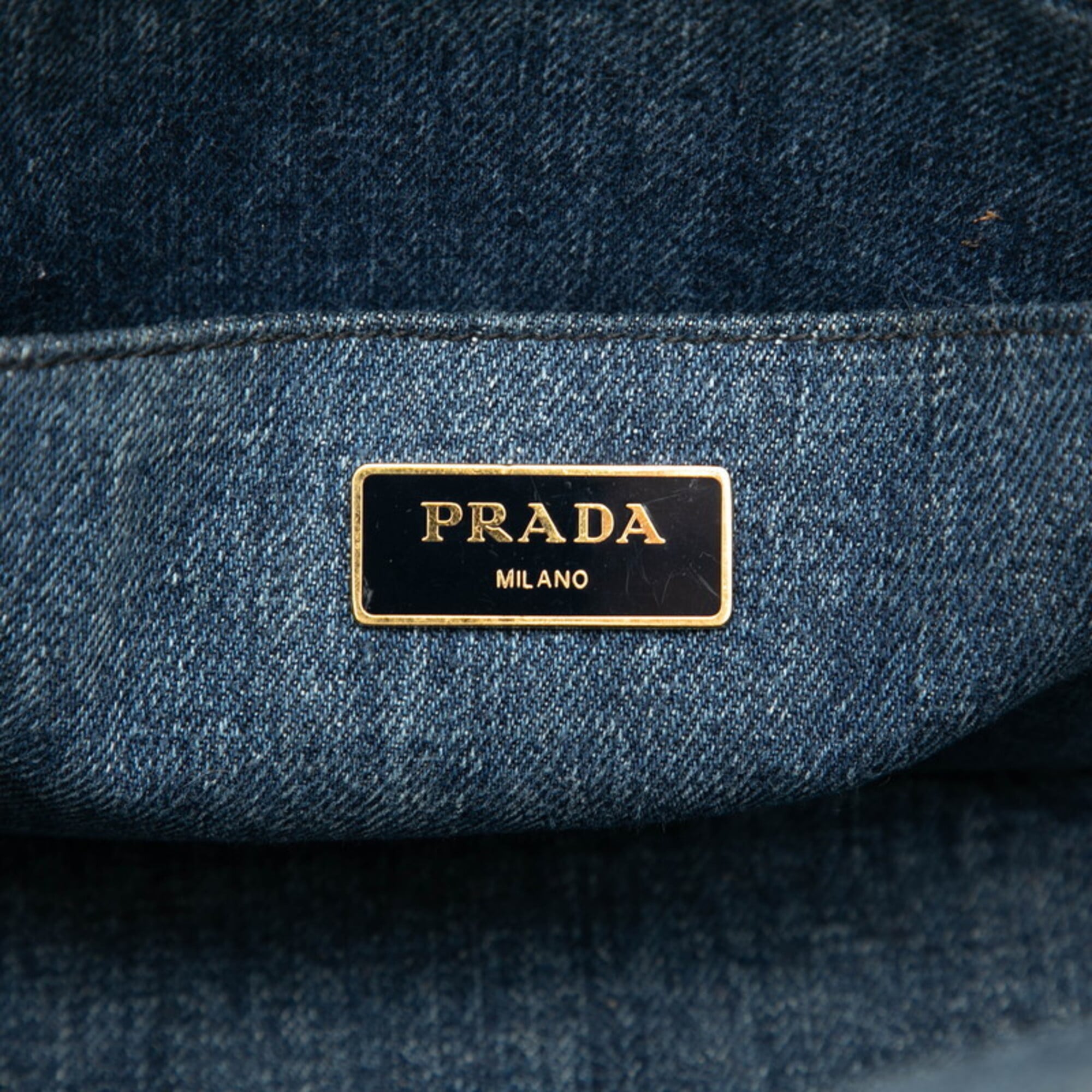 Prada Blue Canapa Denim Shoulder Bag Tote Bag (Pre-Owned)