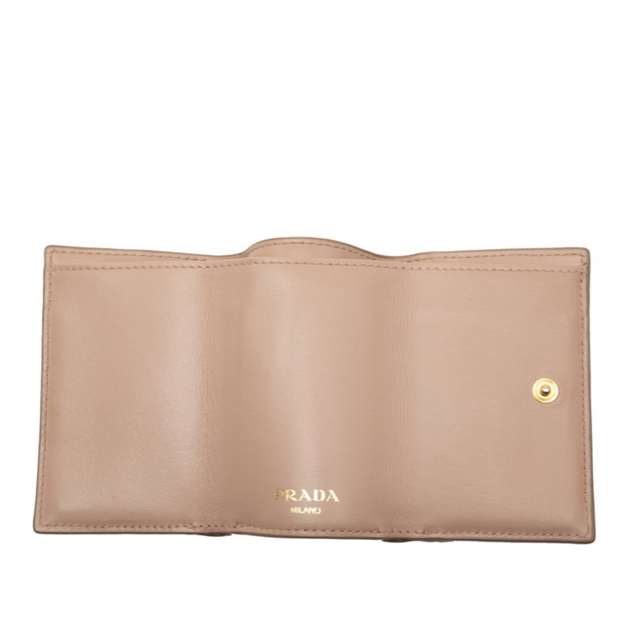Prada Beige Leather Wallet (Tri-Fold) (Pre-Owned)