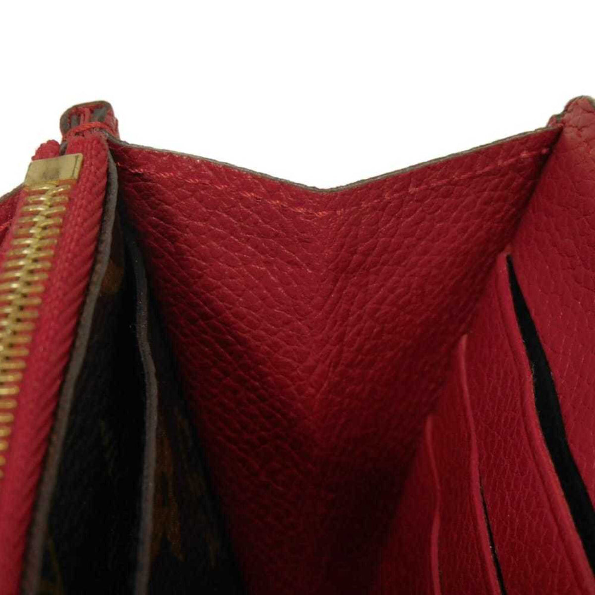 Louis Vuitton Brown Cerise Red Color Monogram Canvas Leather Long Wallet (Tri-Fold) (Pre-Owned)