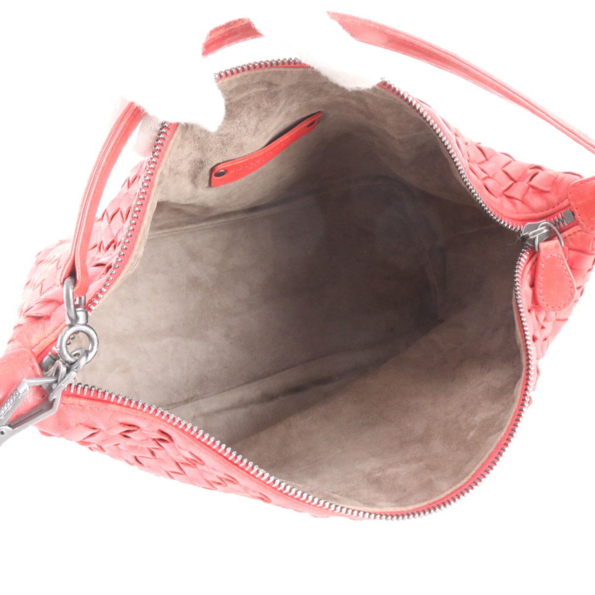 Bottega Veneta Intrecciato Red Color Leather Handbag Shoulder Bag (Pre-Owned)