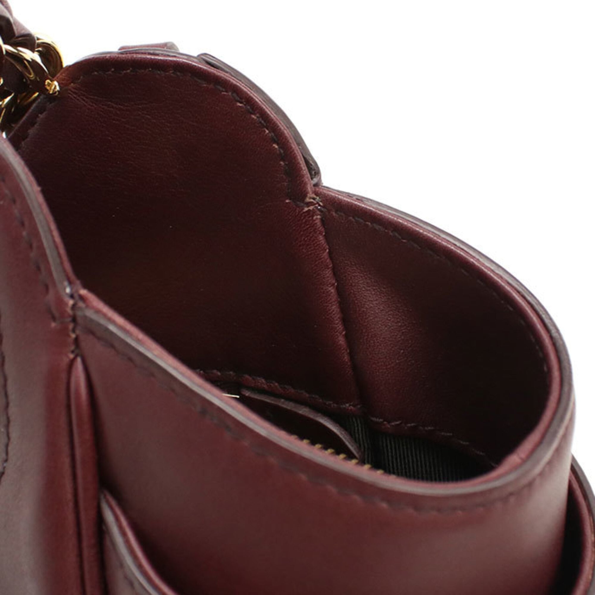 Salvatore Ferragamo Red Color Wine Leather Handbag (Pre-Owned)