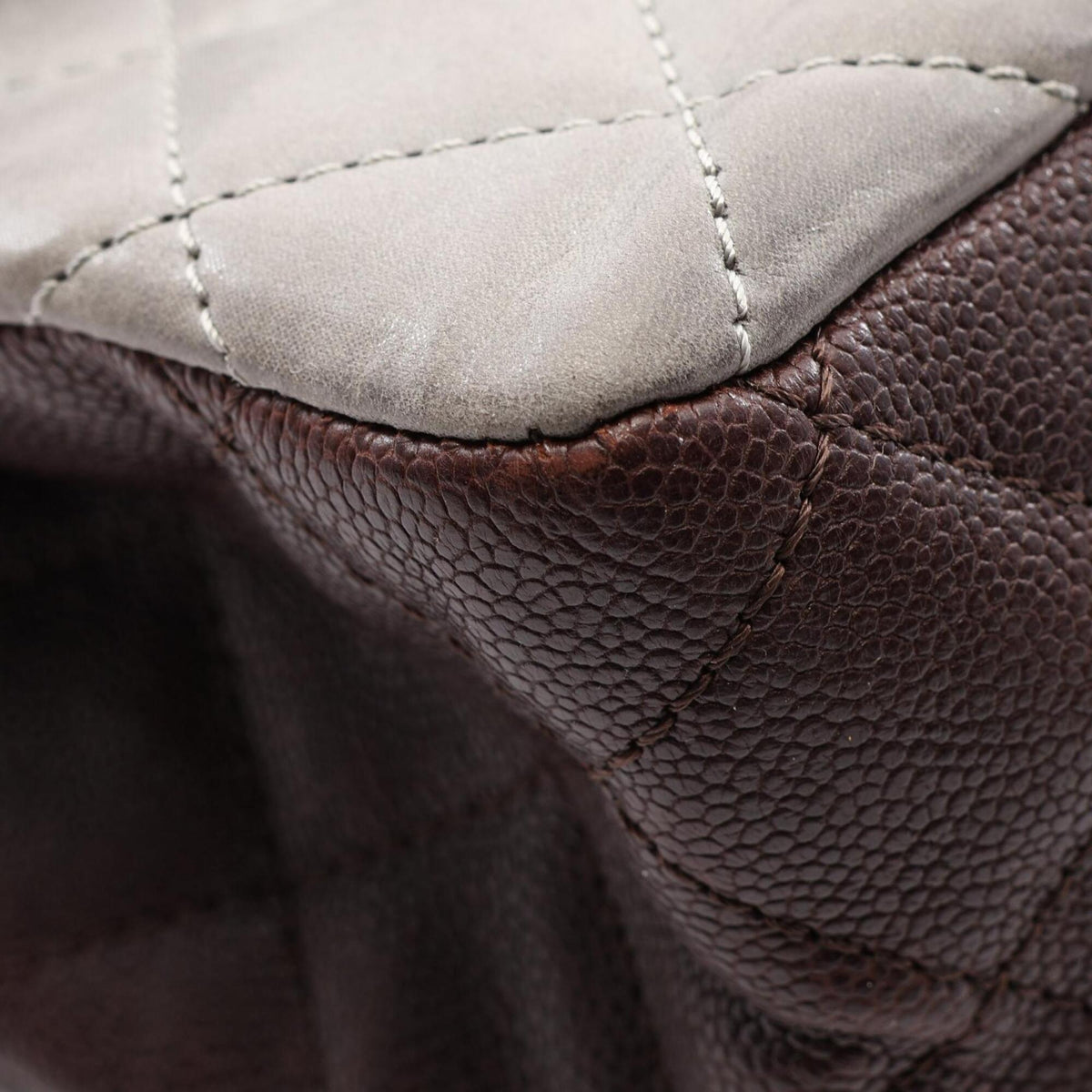 Chanel Bordeaux Gray Grained Calfskin Handbag Shoulder Bag (Pre-Owned)