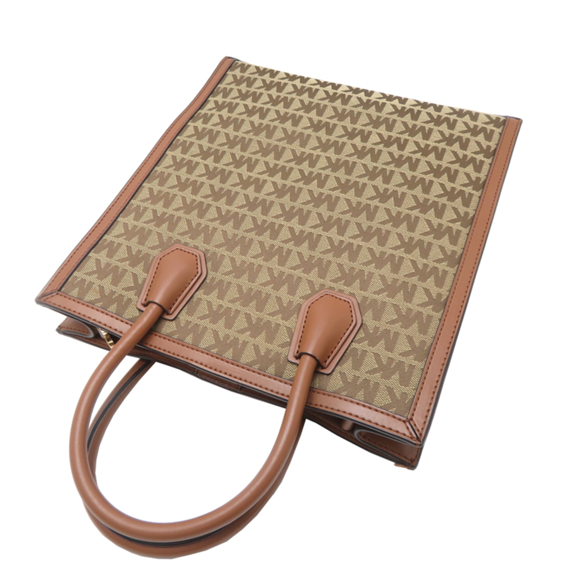 Michael Kors Brown Leather Canvas Tote Bag (Pre-Owned)