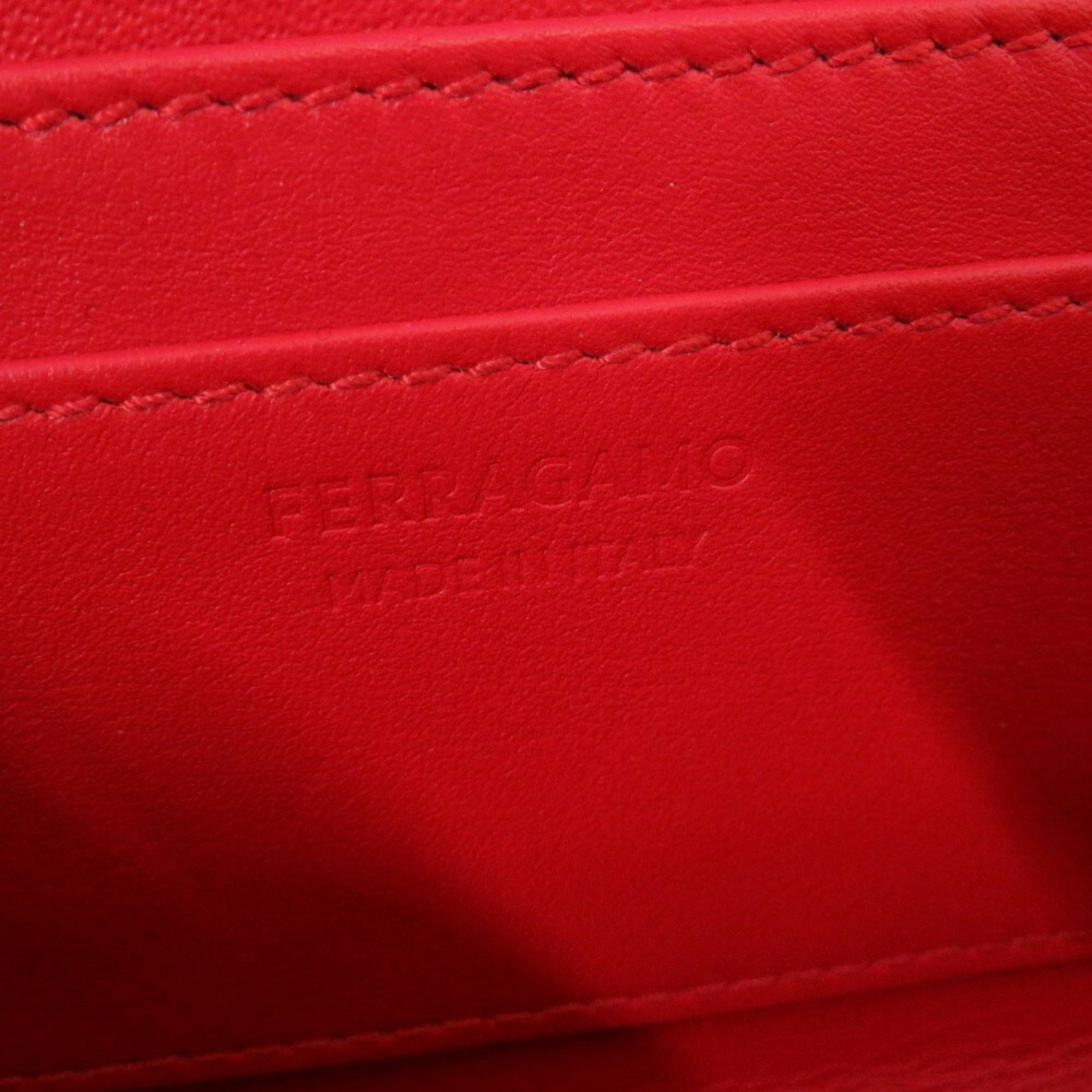 Salvatore Ferragamo Red Color Leather Clutch Bag Shoulder Bag (Pre-Owned)