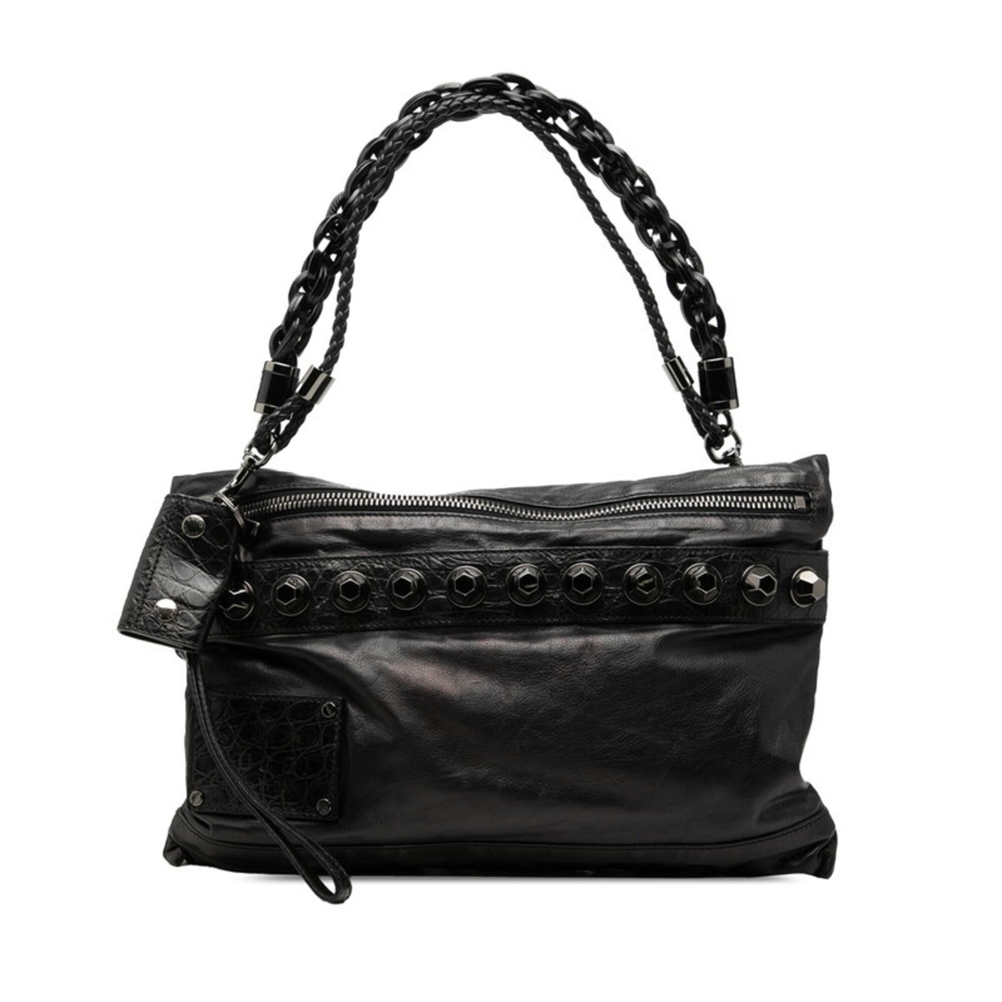 Gucci Black Leather Clutch Bag Handbag (Pre-Owned)