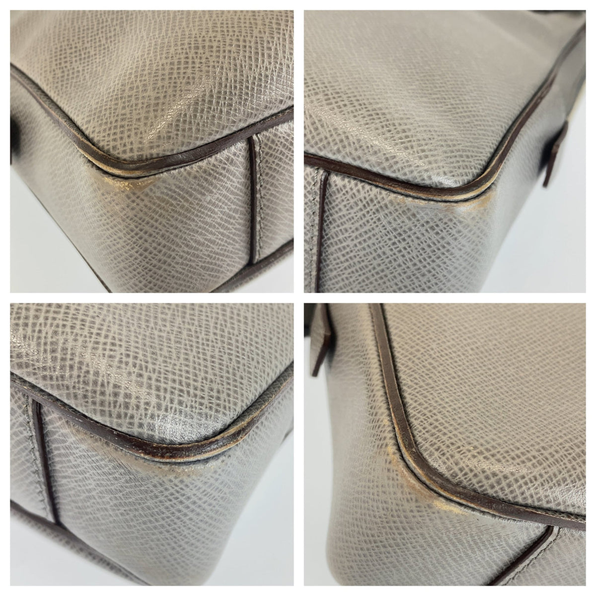 Louis Vuitton Gray Leather Briefcase Shoulder Bag (Pre-Owned)