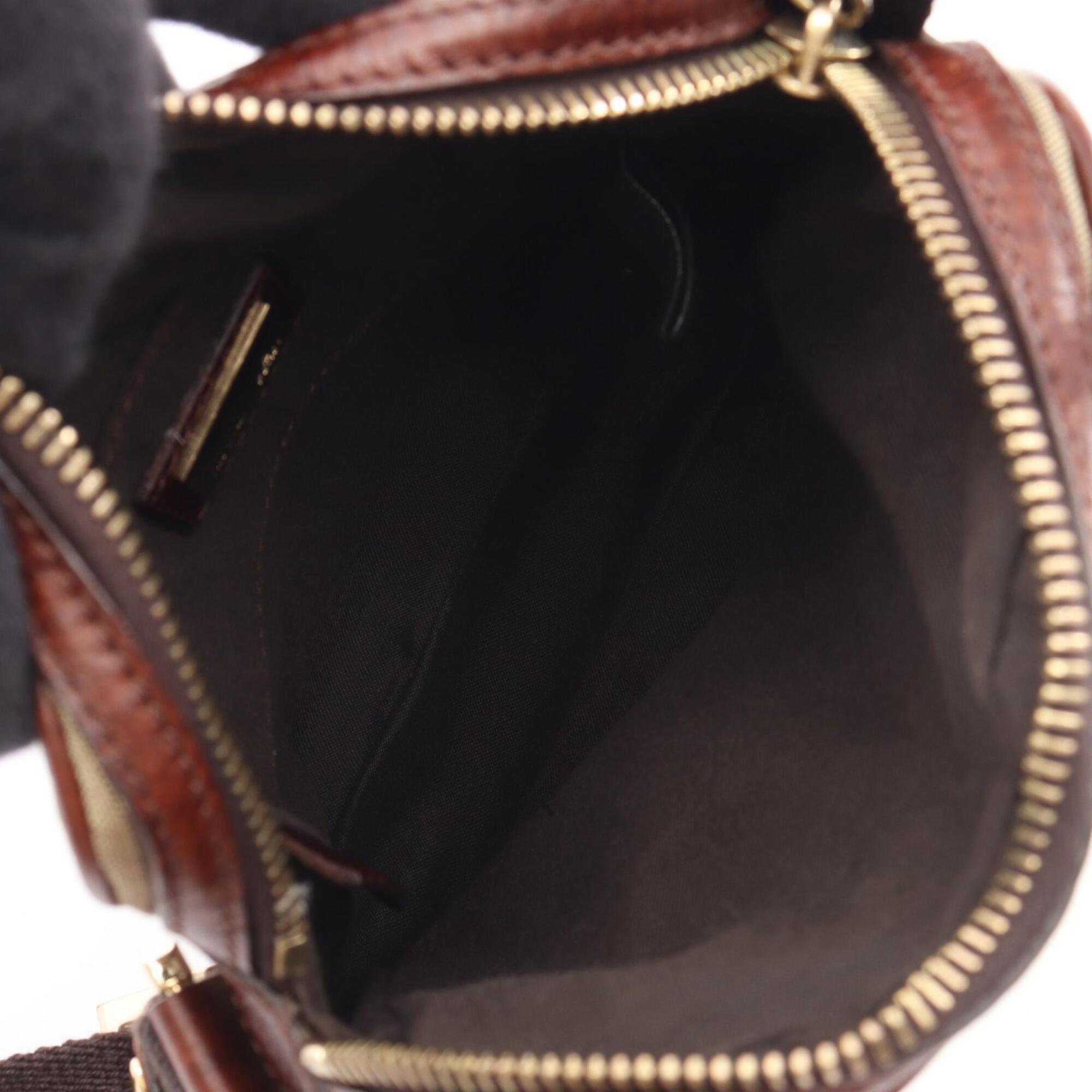 Fendi Beige Brown Canvas Leather Handbag Shoulder Bag (Pre-Owned)