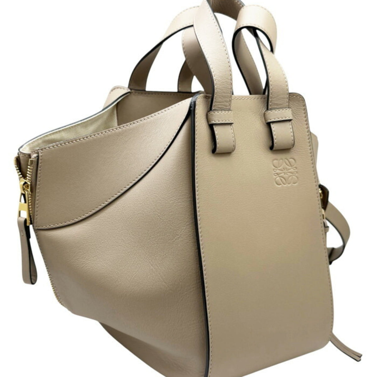 Loewe Hammock Grayish Leather Handbag Shoulder Bag (Pre-Owned)