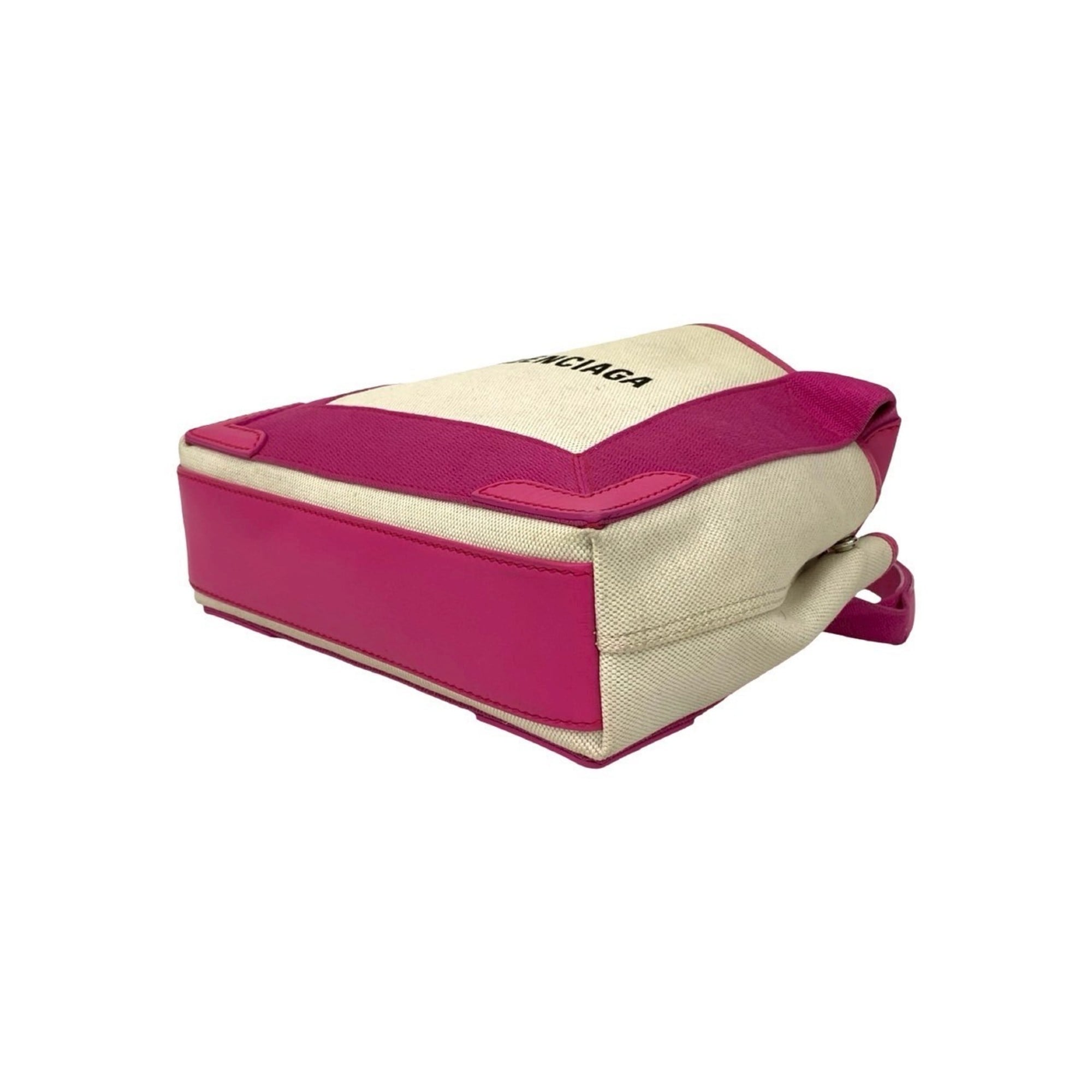 Balenciaga Ivory Pink Canvas Leather Handbag Pouch Shoulder Bag (Pre-Owned)