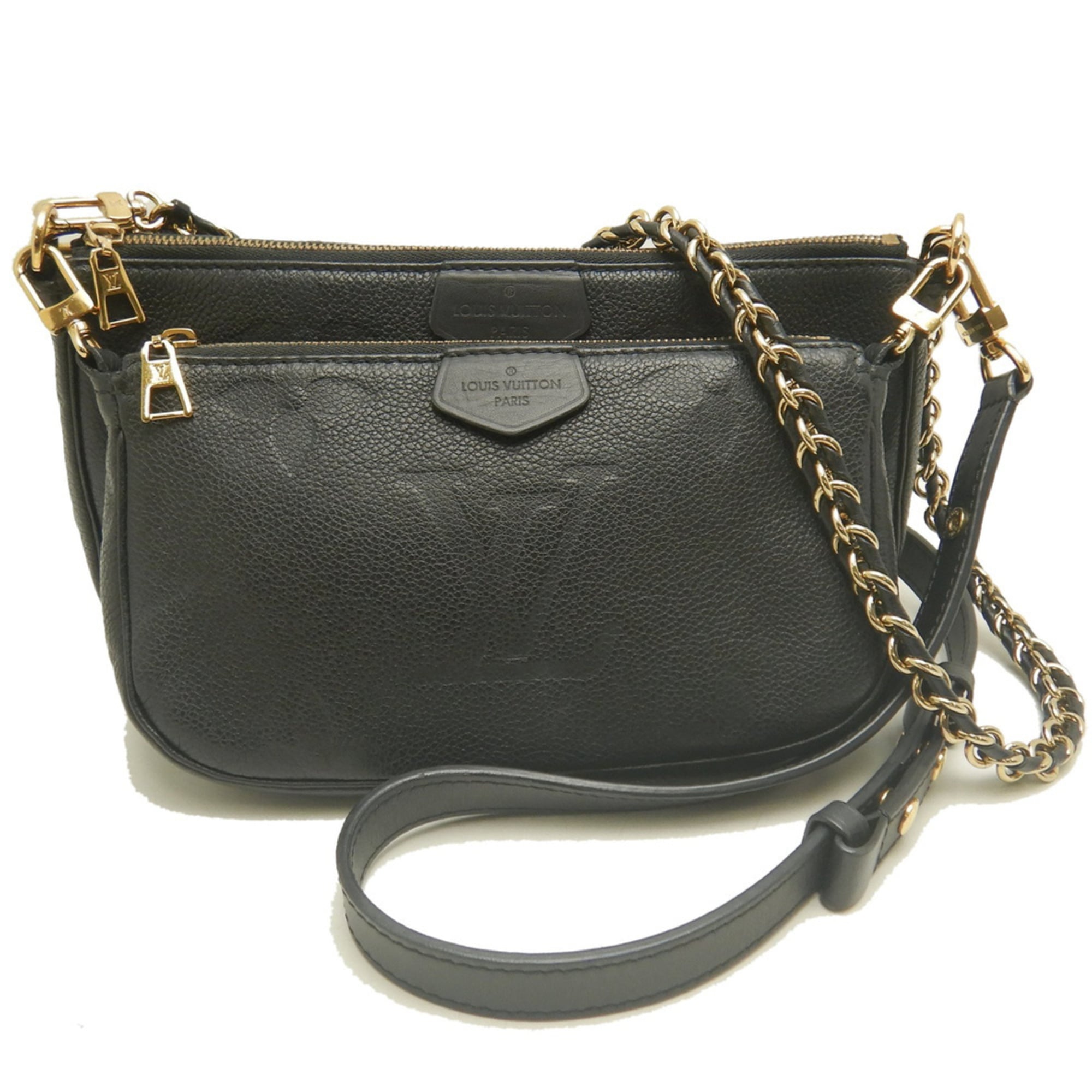 Louis Vuitton Noir Leather Pochette Pouch Shoulder Bag (Pre-Owned)
