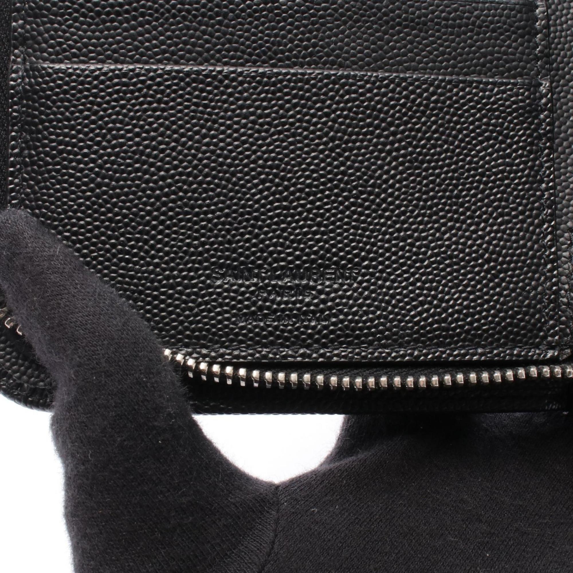 Yves Saint Laurent Black Leather Long Wallet (Bi-Fold) (Pre-Owned)