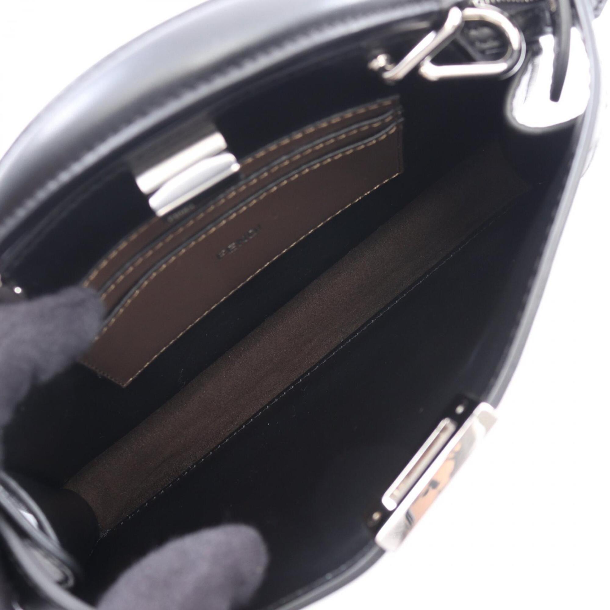 Fendi Black Brown Canvas Leather Handbag (Pre-Owned)