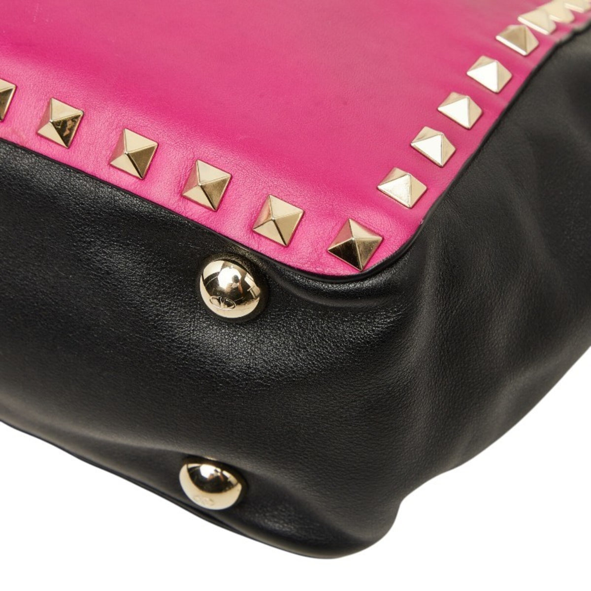 Valentino Black Pink Leather Handbag Shoulder Bag (Pre-Owned)