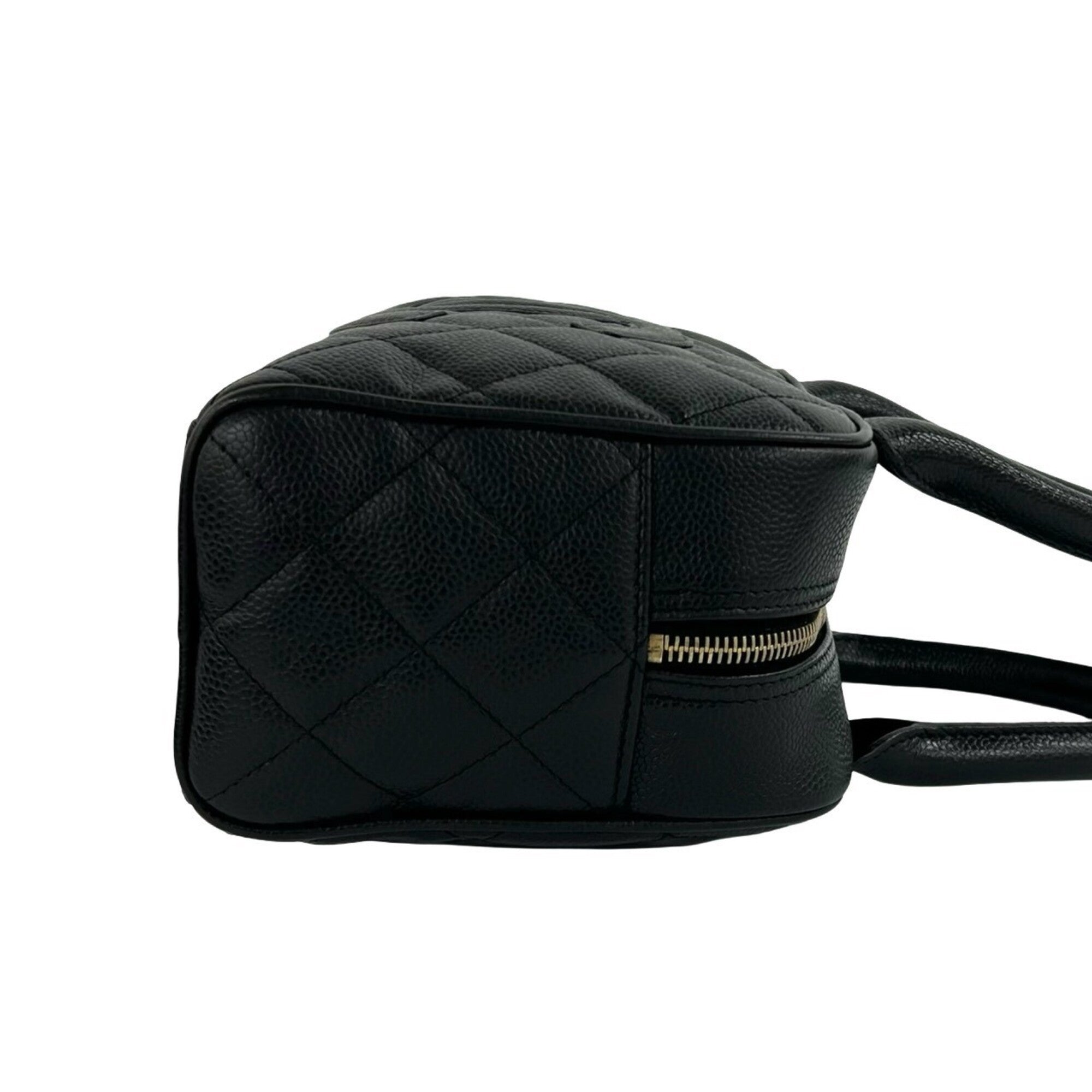 Chanel Black Grained Calfskin Boston Bag Handbag (Pre-Owned)