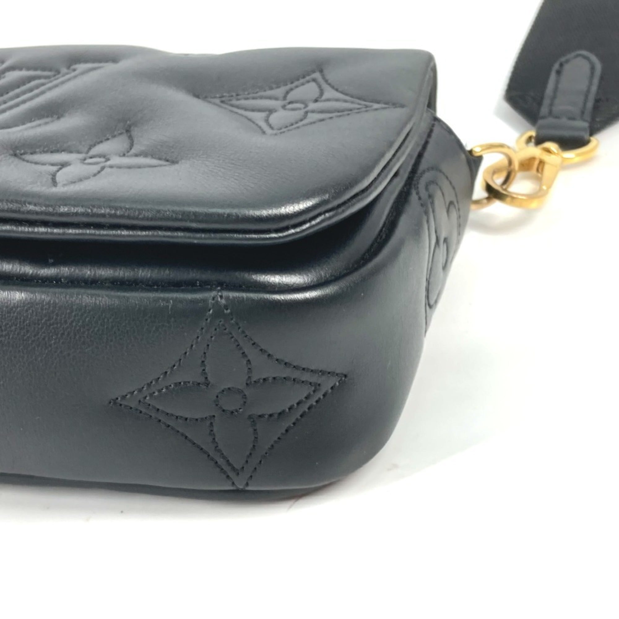 Louis Vuitton Monogram Black Monogram Leather Clutch Bag Shoulder Bag (Pre-Owned)