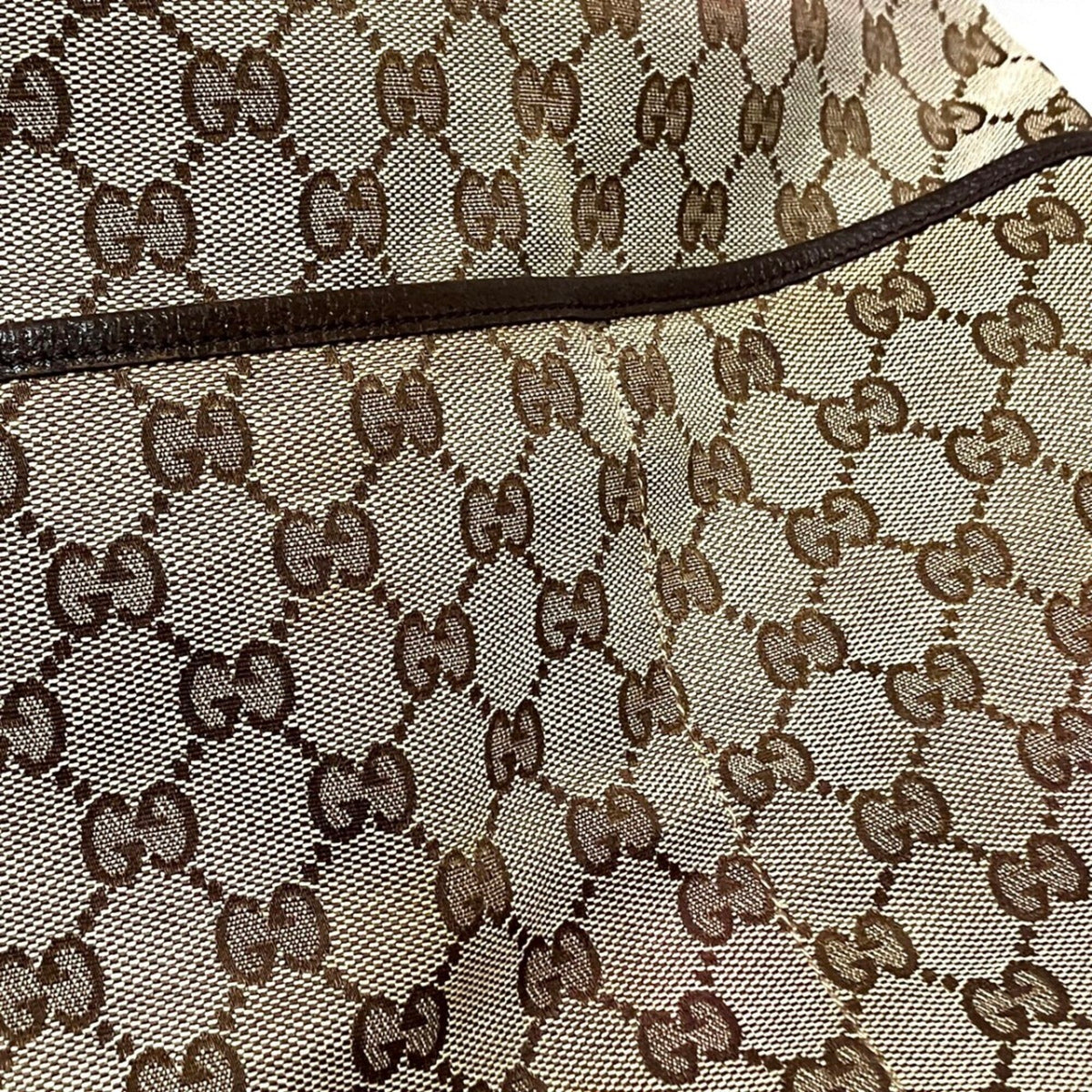 Gucci Sherry Line Beige Canvas Leather Tote Bag (Pre-Owned)