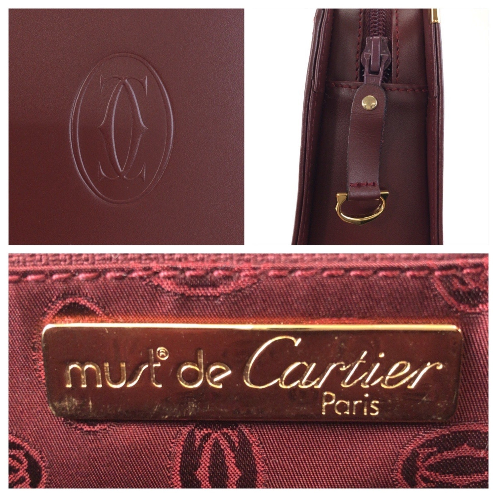 Cartier Bordeaux Wine Red Leather Clutch Bag (Pre-Owned)