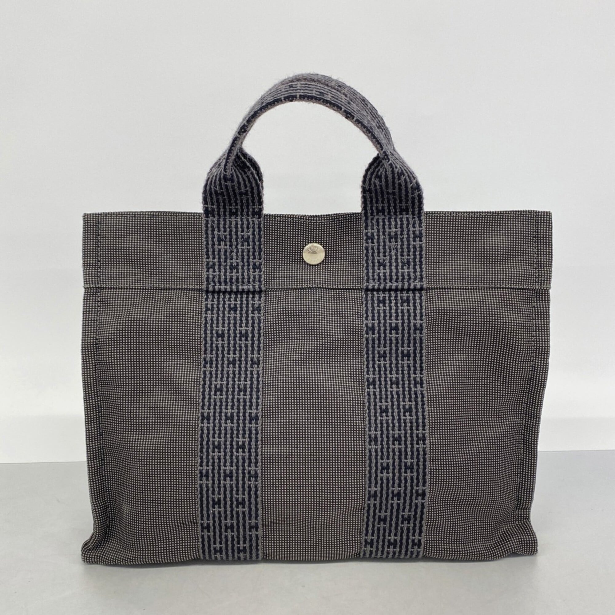 Hermes Gray Canvas Handbag (Pre-Owned)