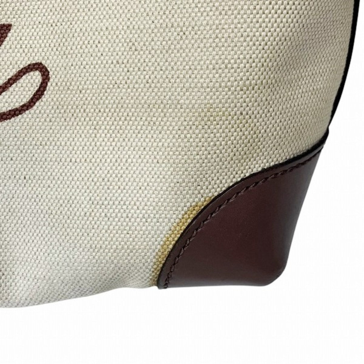 Gucci Beige Brown Canvas Leather Tote Bag (Pre-Owned)