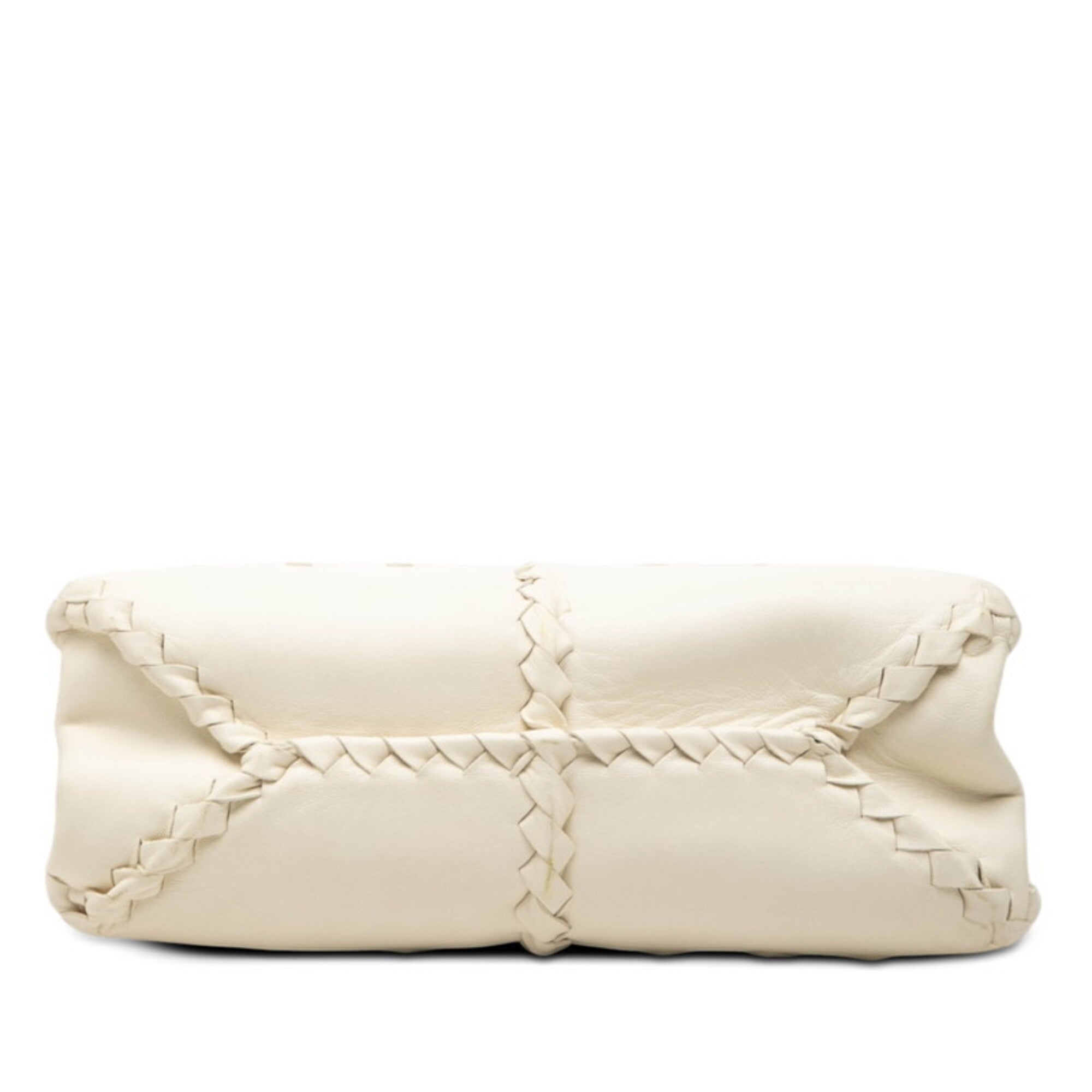 Bottega Veneta Off-White Leather Handbag Shoulder Bag (Pre-Owned)