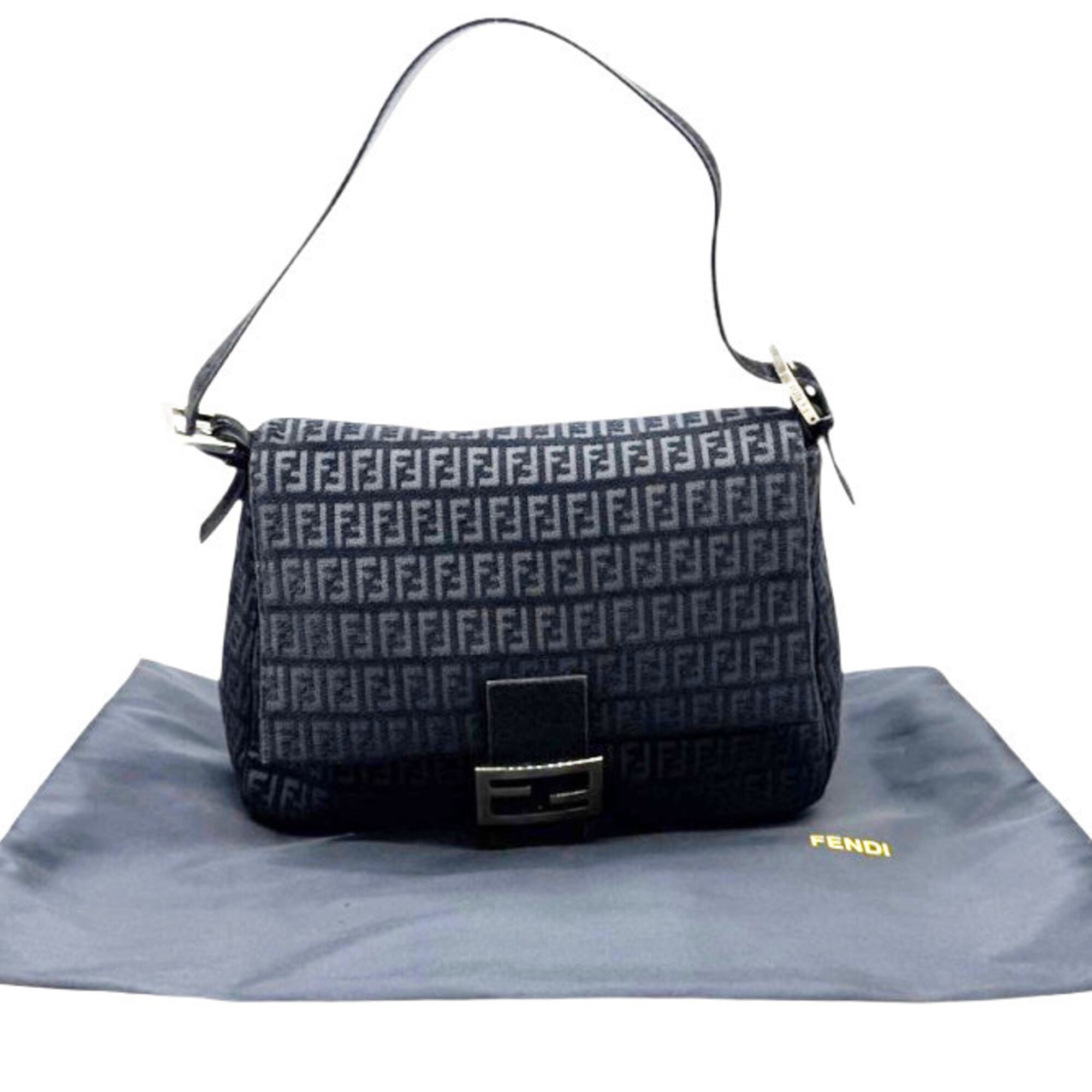 Fendi Black Canvas Suede Leather Handbag (Pre-Owned)