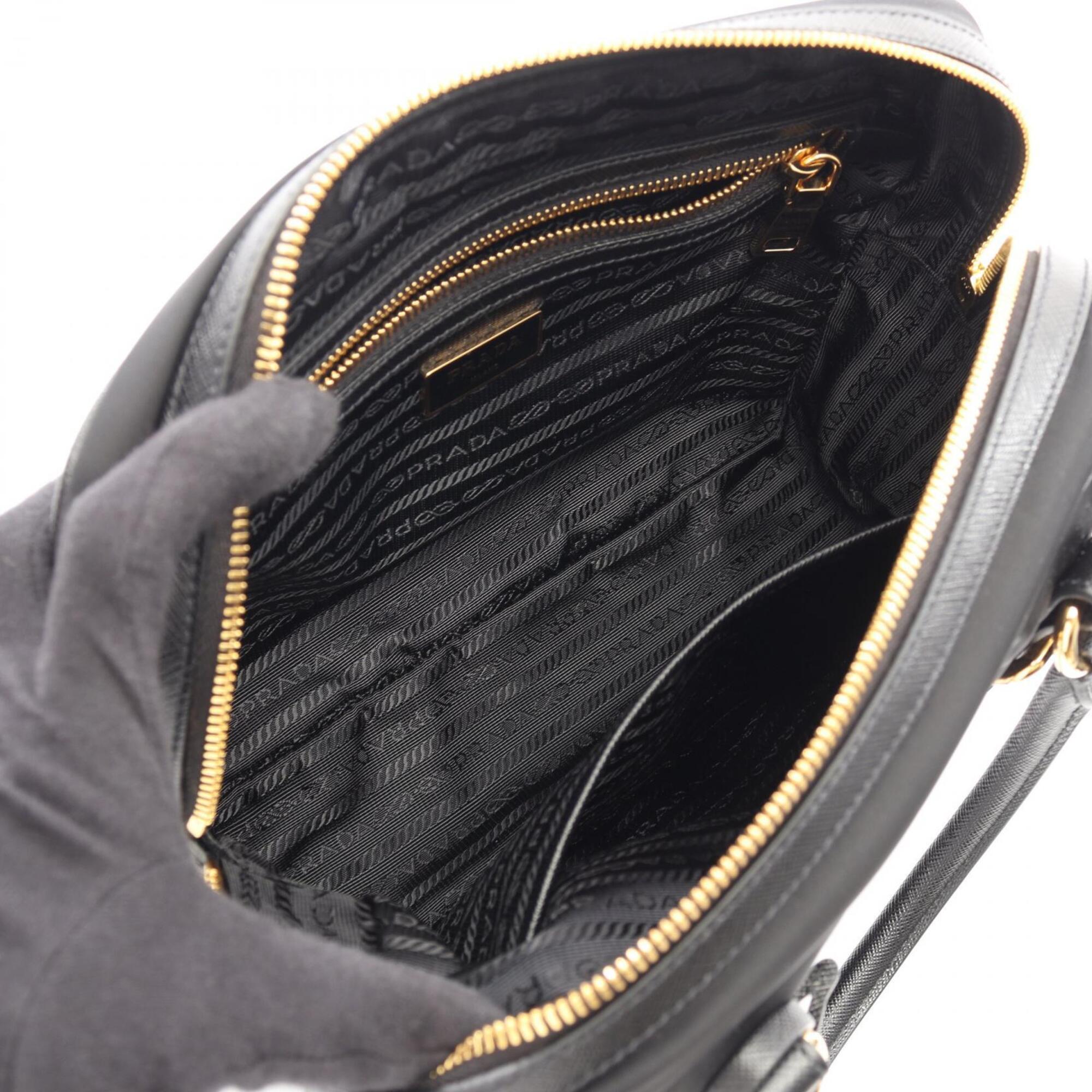 Prada Saffiano Black Tessuto Saffiano Handbag (Pre-Owned)