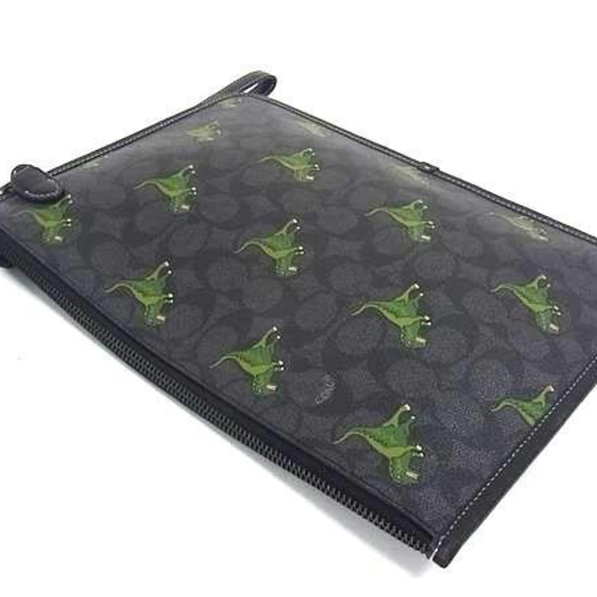 Coach Signature Black Pvc Leather Pouch (Pre-Owned)