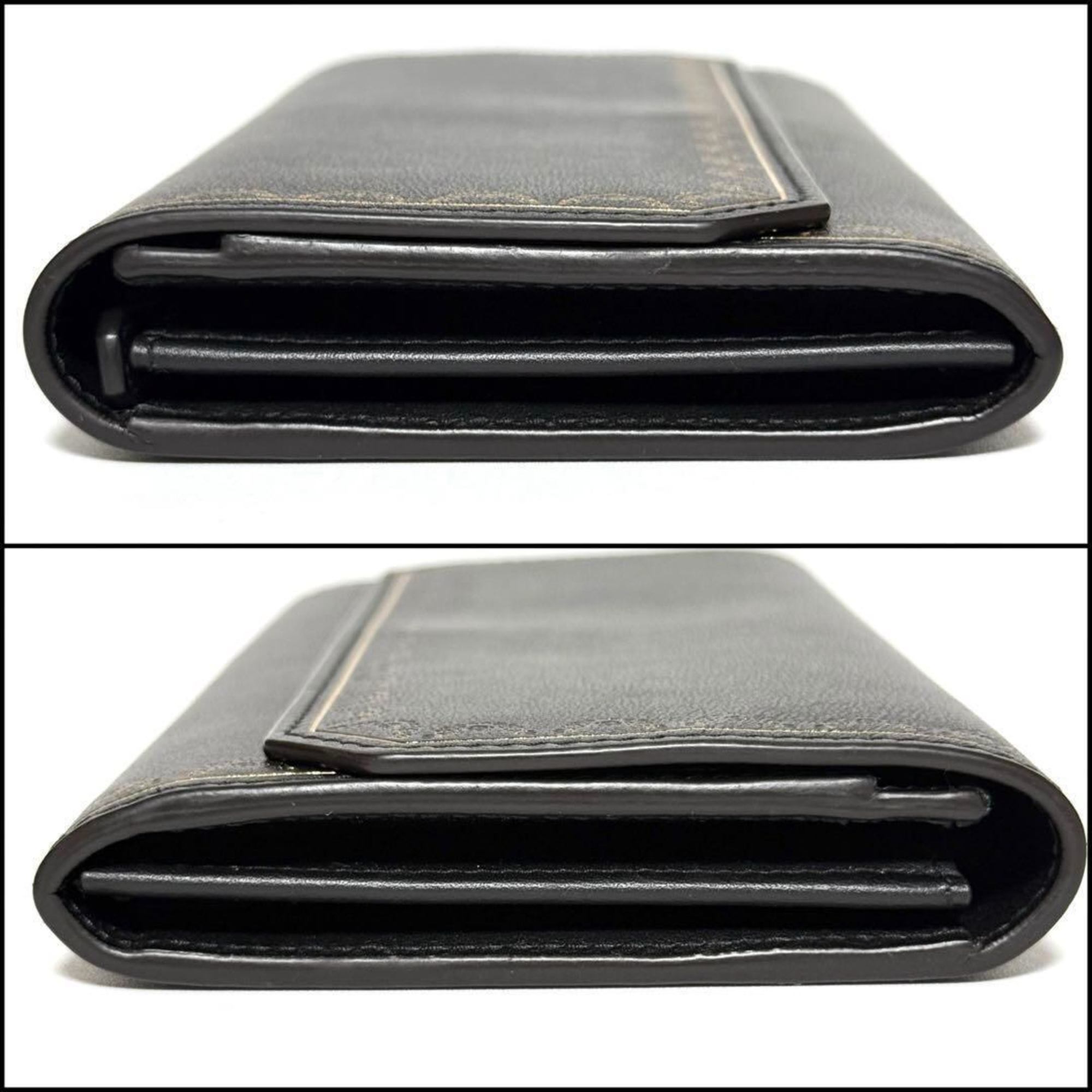 Cartier Black Leather Long Wallet (Bi-Fold) (Pre-Owned)