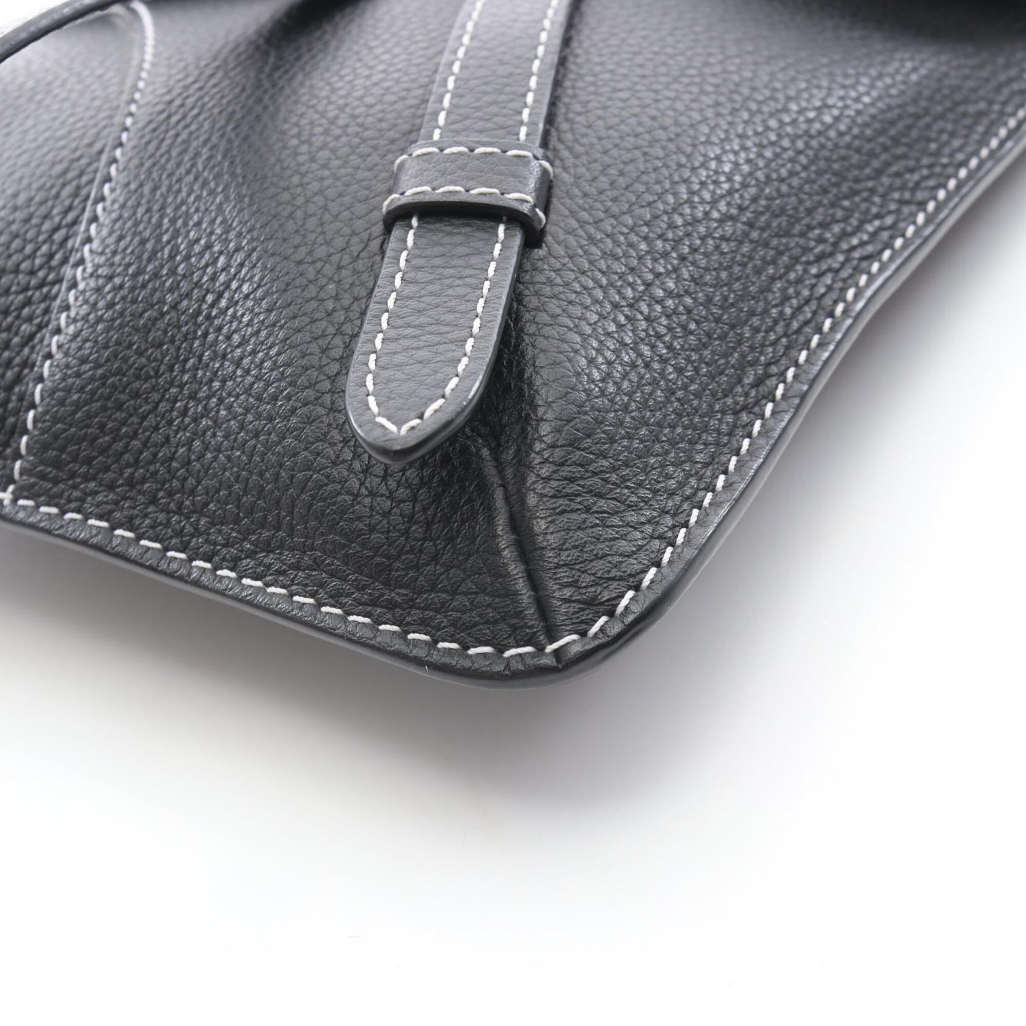 Christian Dior Black Leather Handbag Saddle Bag Shoulder Bag (Pre-Owned)
