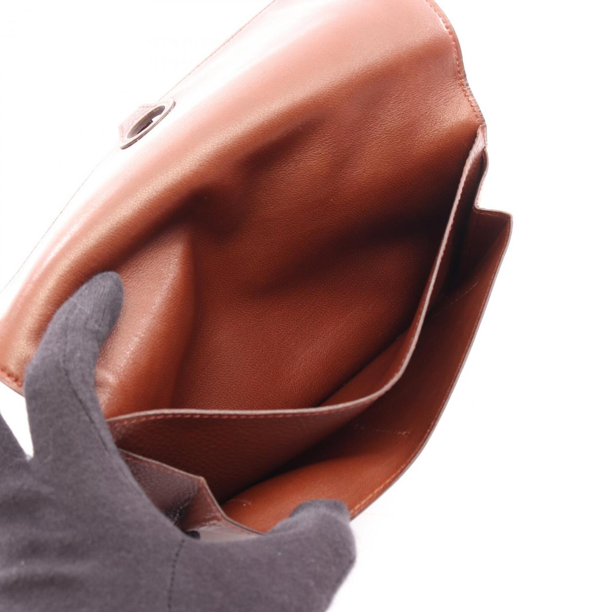 Hermes Brown Taurillon Clemence Leather Long Wallet (Bi-Fold) (Pre-Owned)