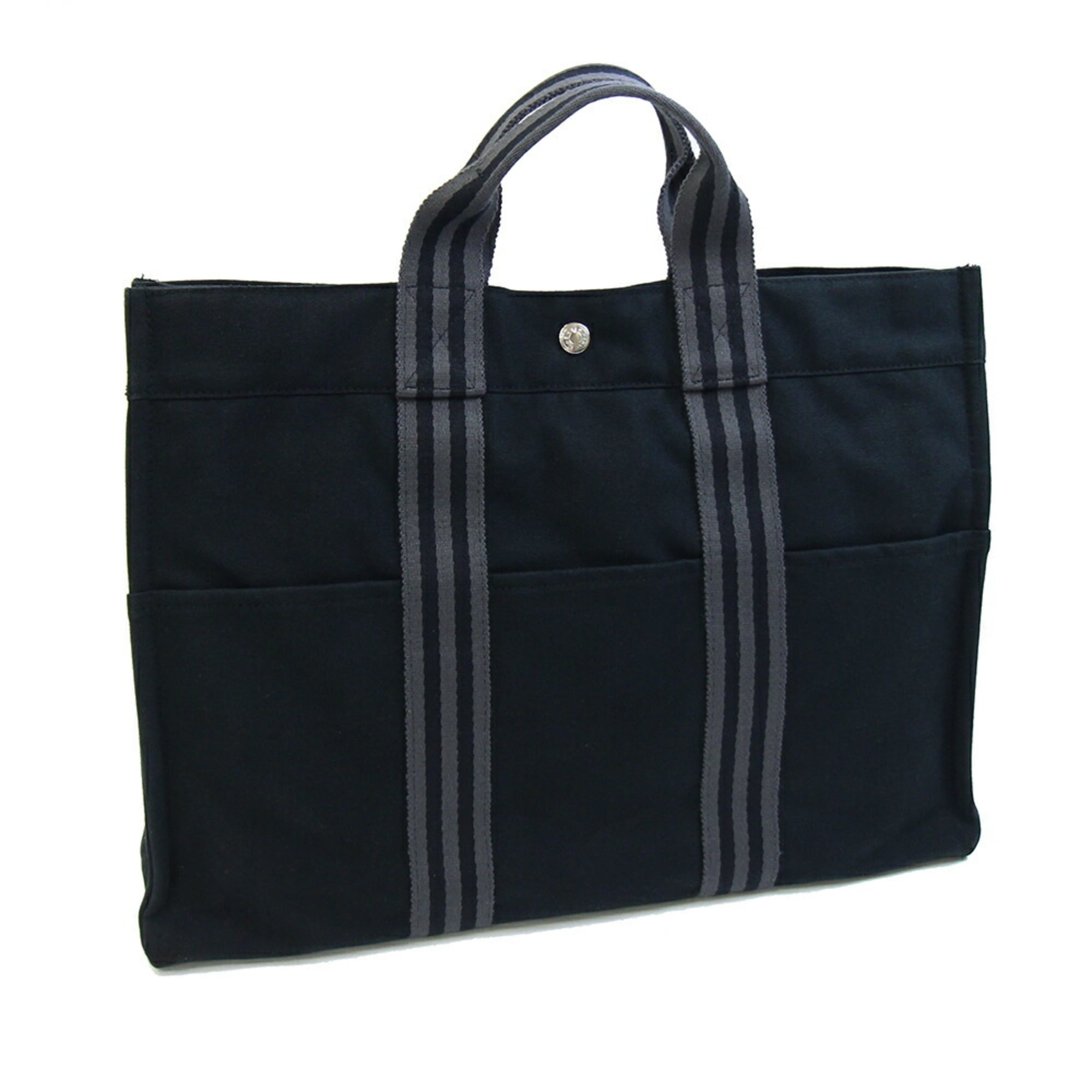 Hermes Black Cotton Canvas Handbag (Pre-Owned)