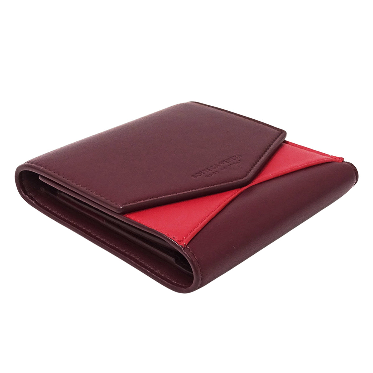 Bottega Veneta Bordeaux Red Color Leather Wallet (Bi-Fold) (Pre-Owned)