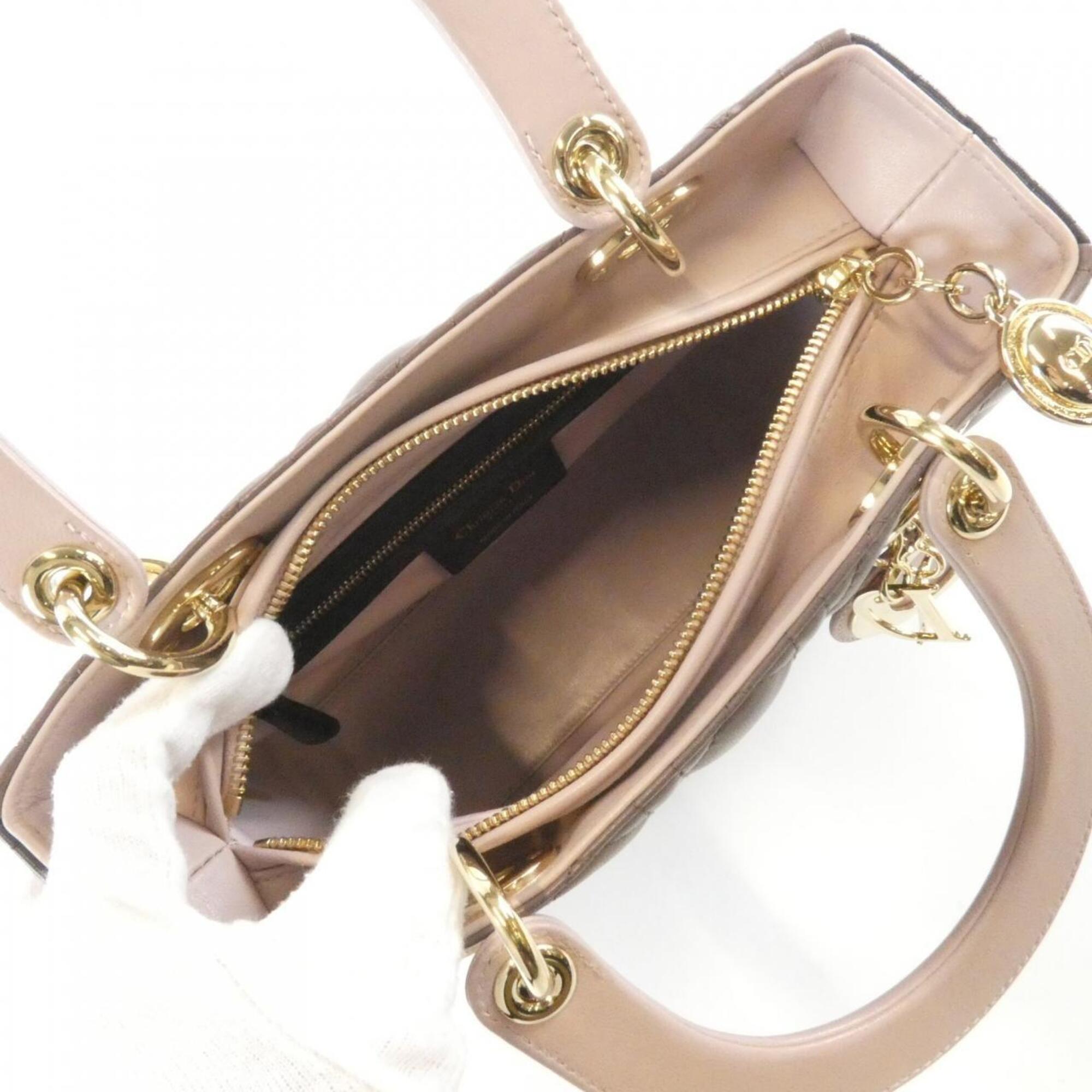 Christian Dior Gray Pink Leather Handbag (Pre-Owned)