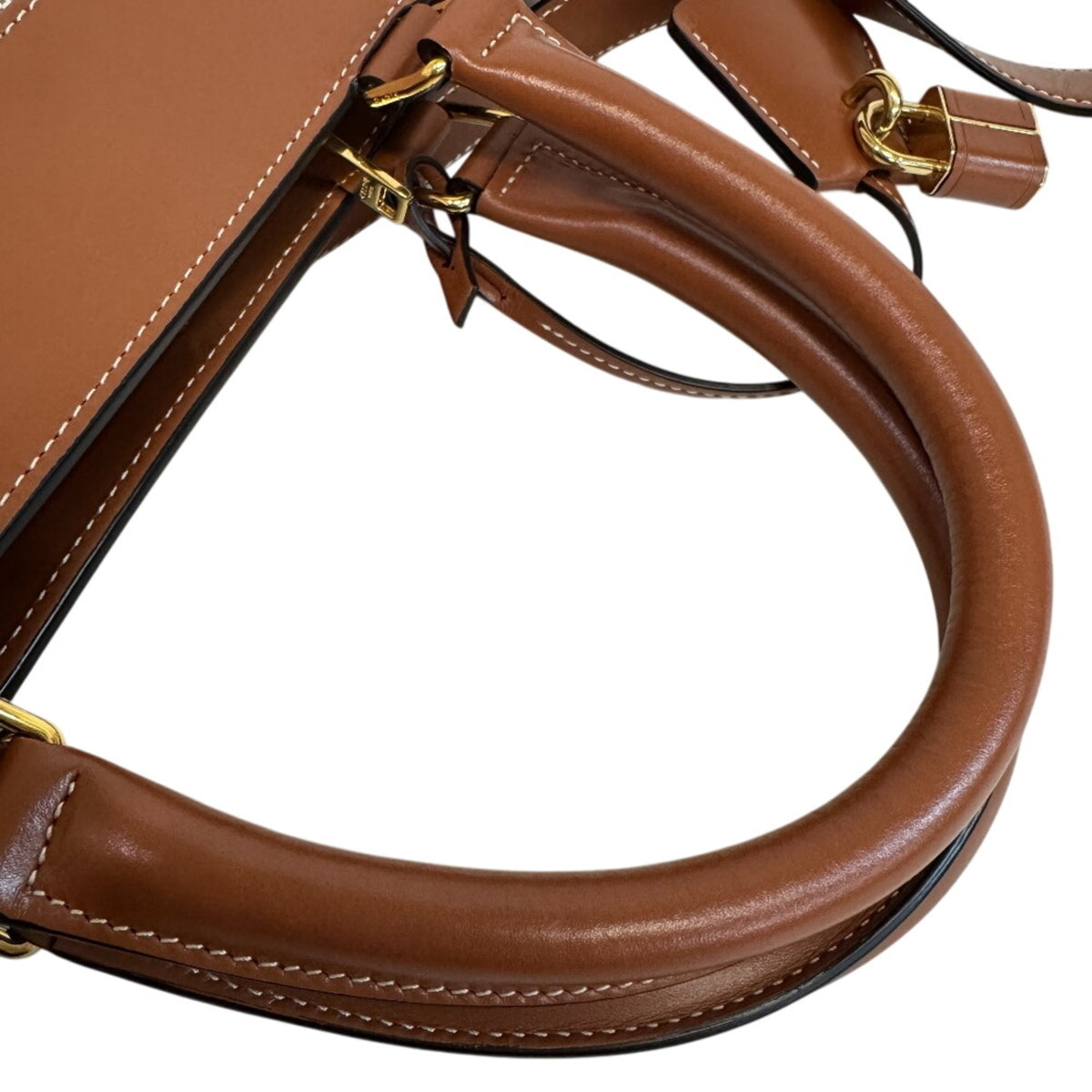 Celine Beige Brown Canvas Leather Shoulder Bag (Pre-Owned)