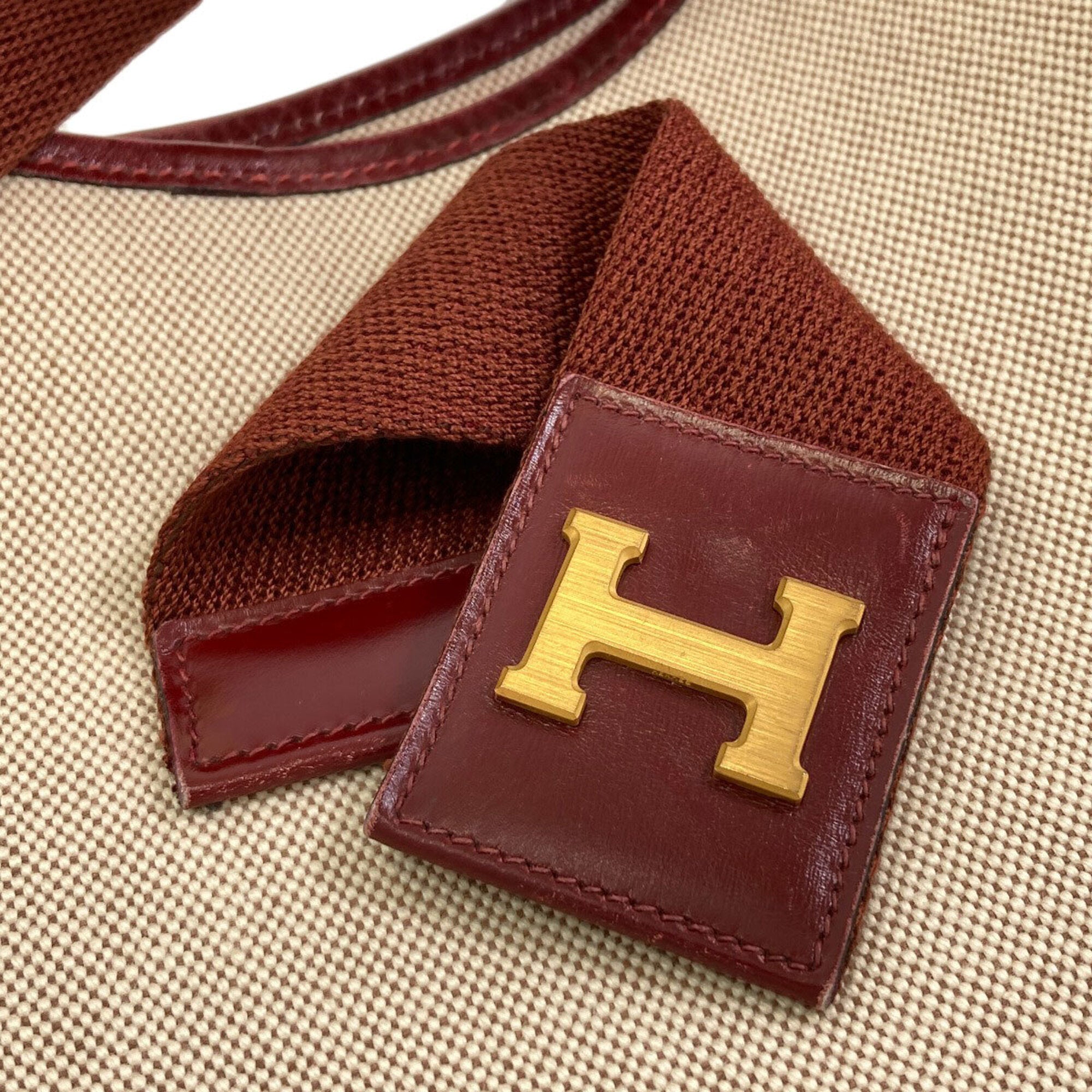 Hermes Brown Natural Red Color Toile H Shoulder Bag (Pre-Owned)
