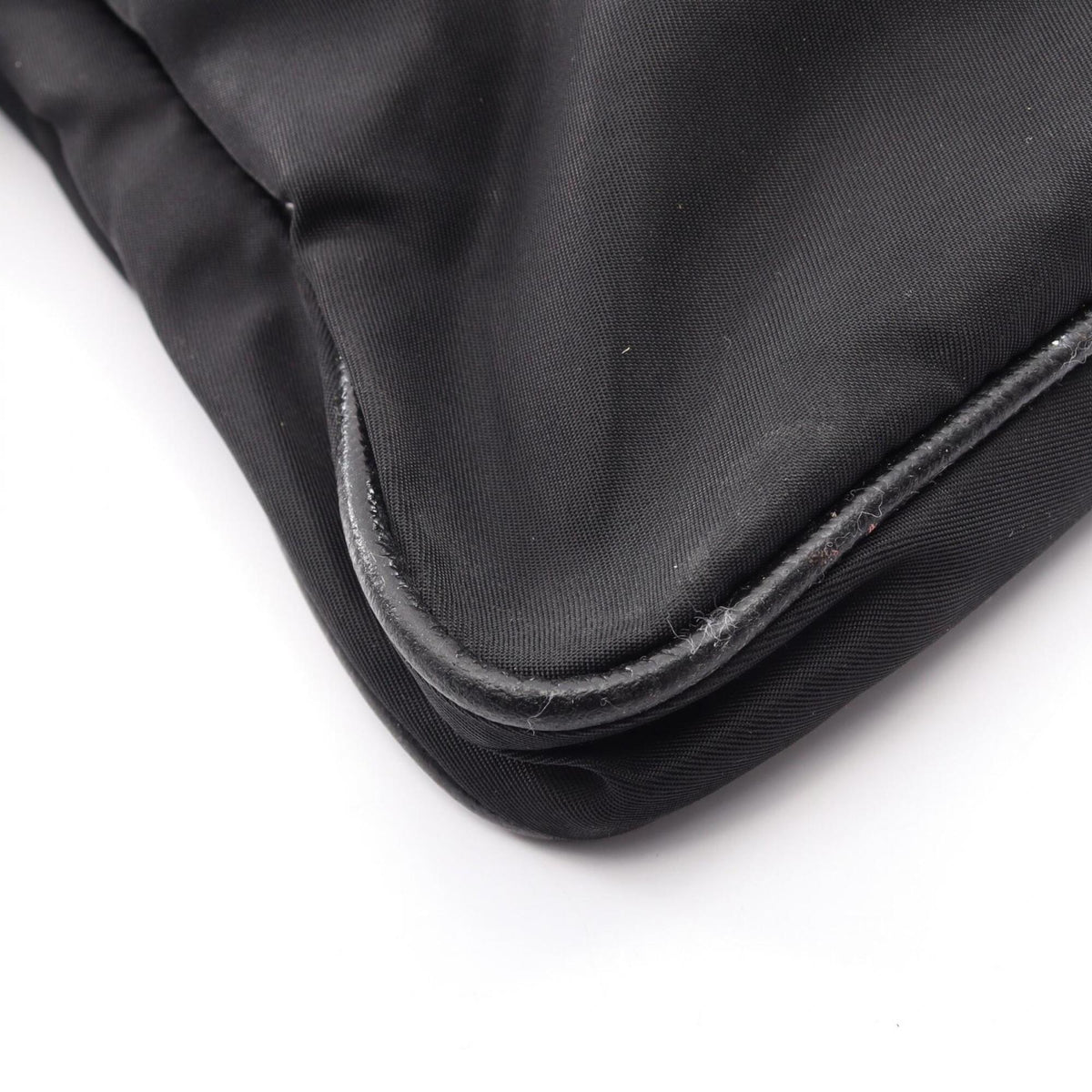 Prada Black Nylon Leather Handbag Shoulder Bag (Pre-Owned)