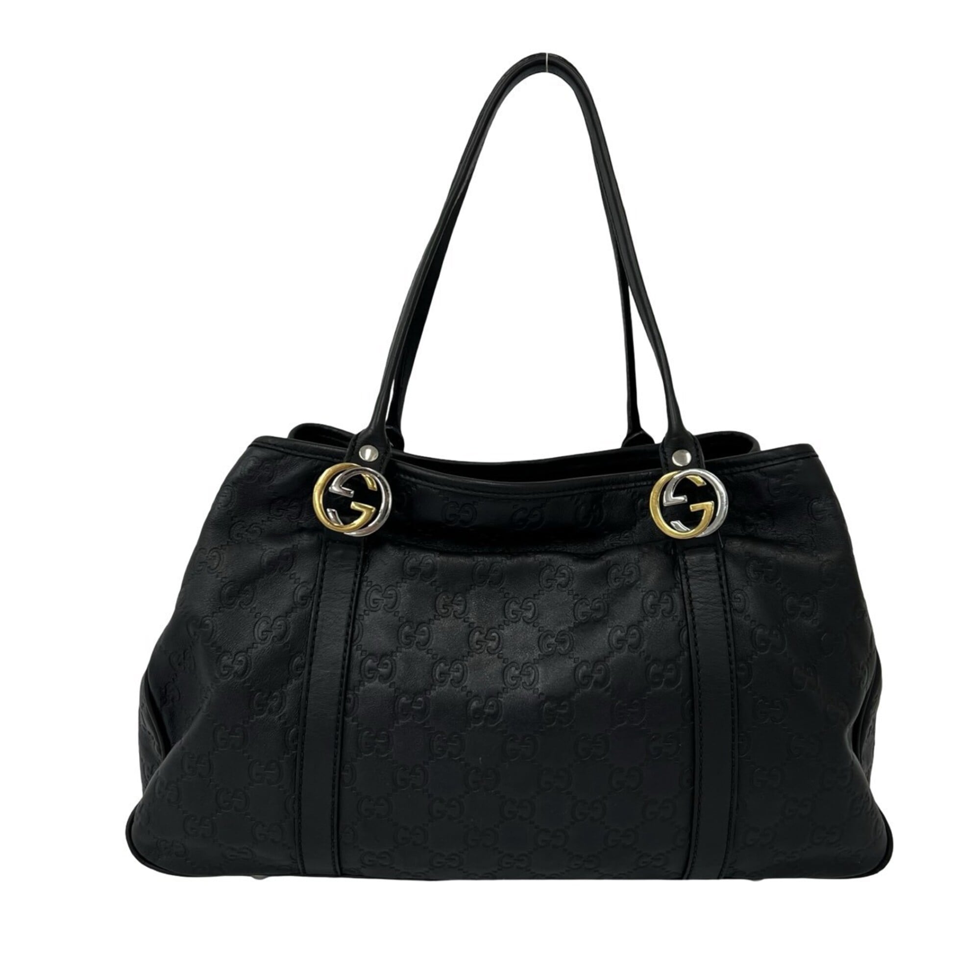 Gucci Black Leather Handbag Shoulder Bag Tote Bag (Pre-Owned)