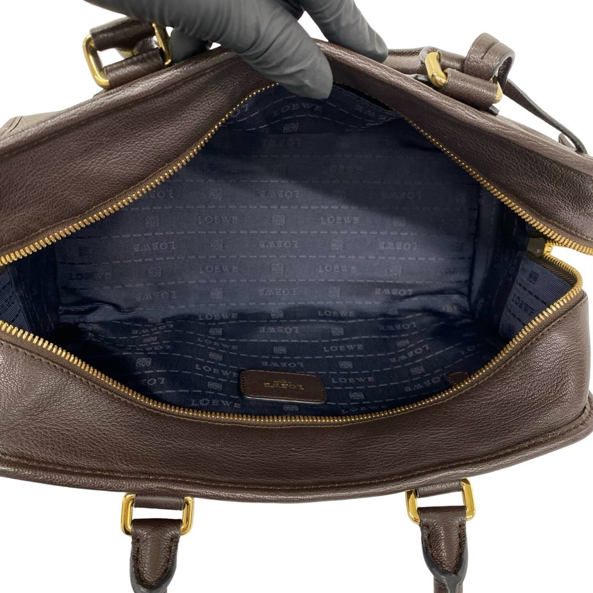 Loewe Brown Leather Boston Bag Handbag (Pre-Owned)
