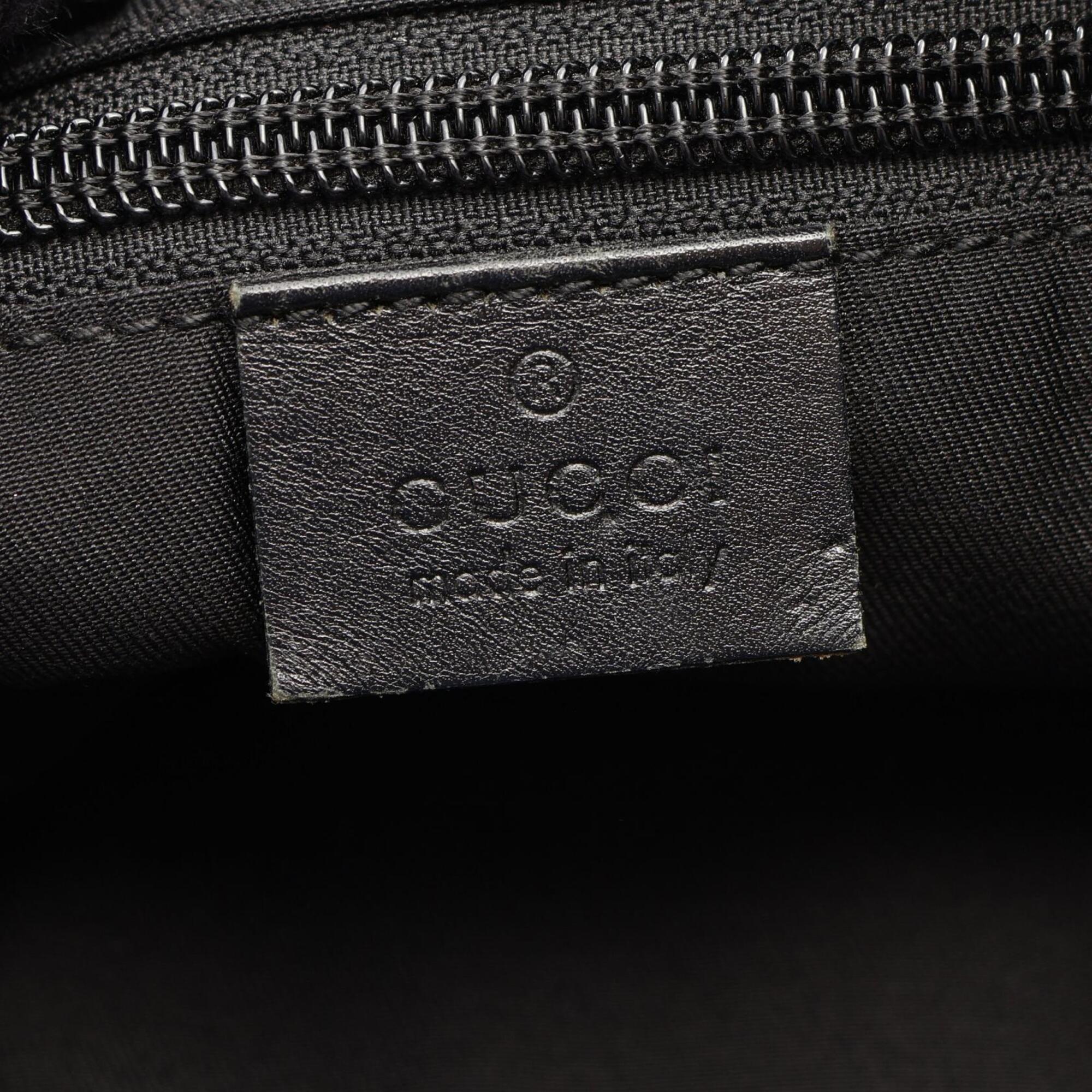 Gucci Black Canvas Leather Handbag Shoulder Bag (Pre-Owned)